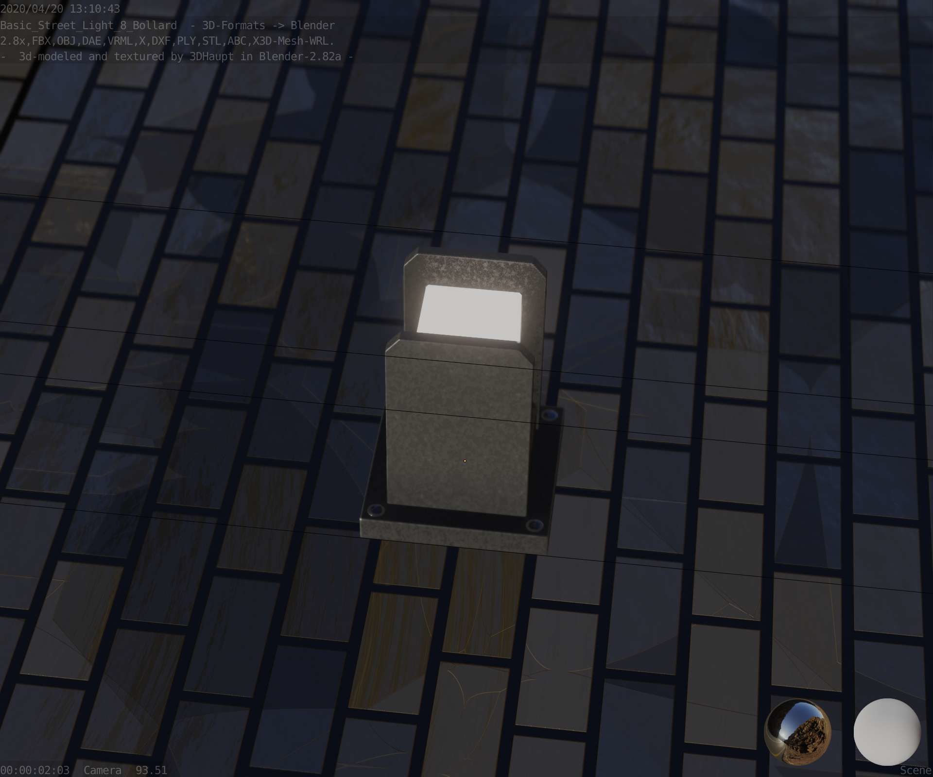 Street Light 8 Bollard 200mm Basic Version 1 Low-poly 3D model_68