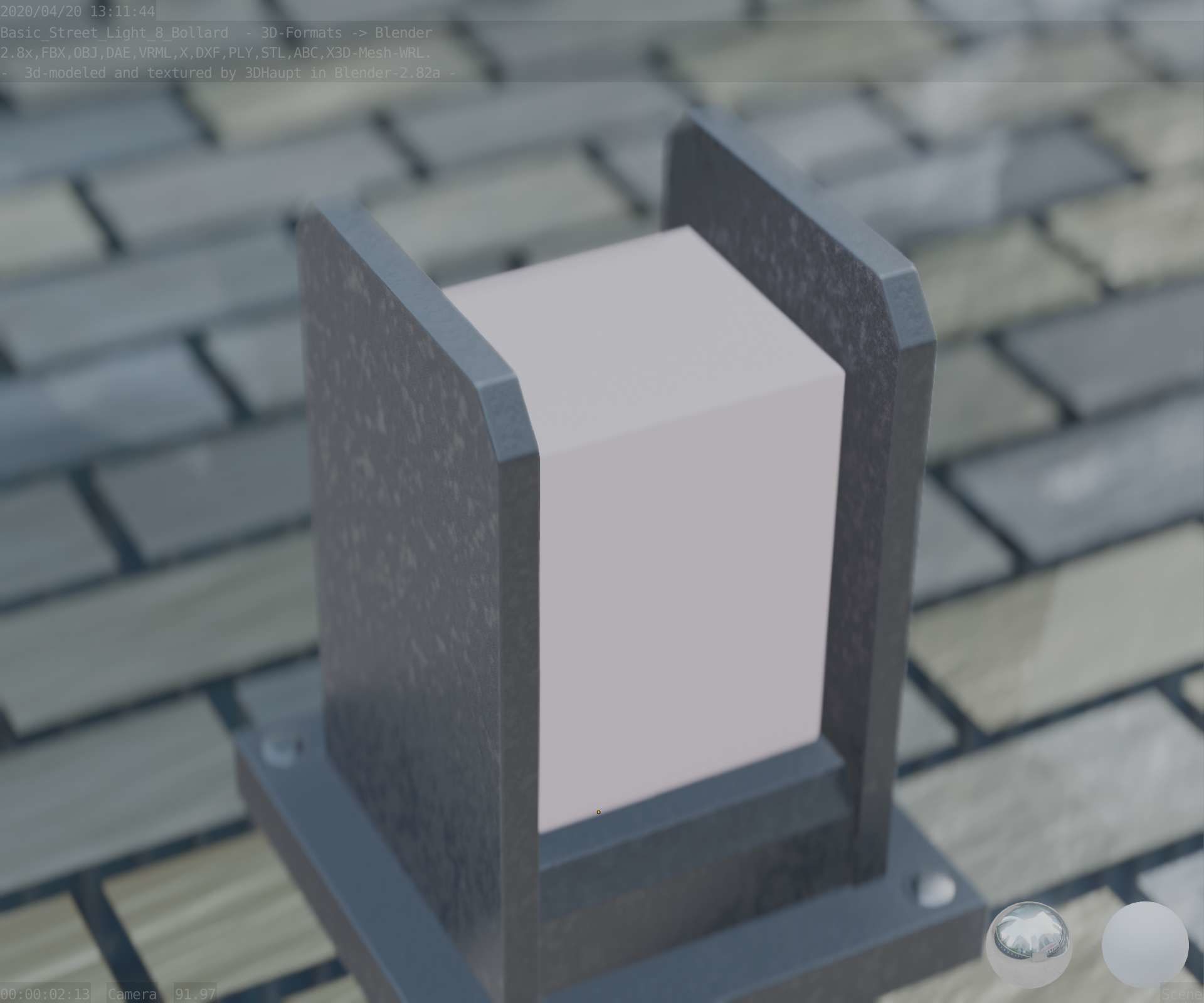 Street Light 8 Bollard 200mm Basic Version 1 Low-poly 3D model_78