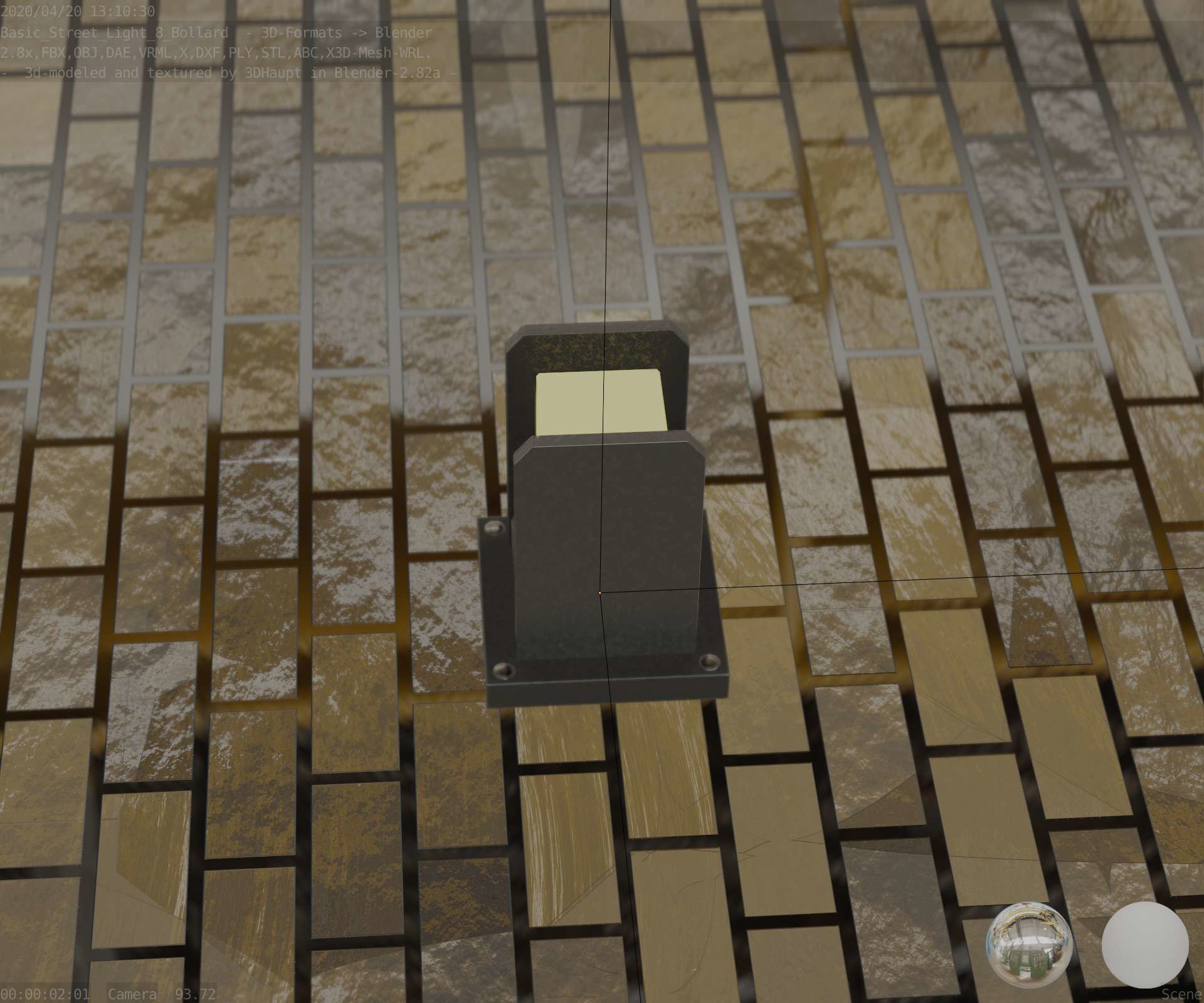 Street Light 8 Bollard 200mm Basic Version 1 Low-poly 3D model_66