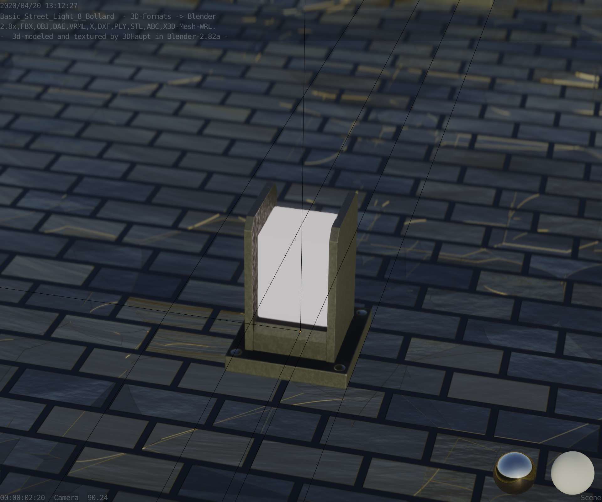 Street Light 8 Bollard 200mm Basic Version 1 Low-poly 3D model_85