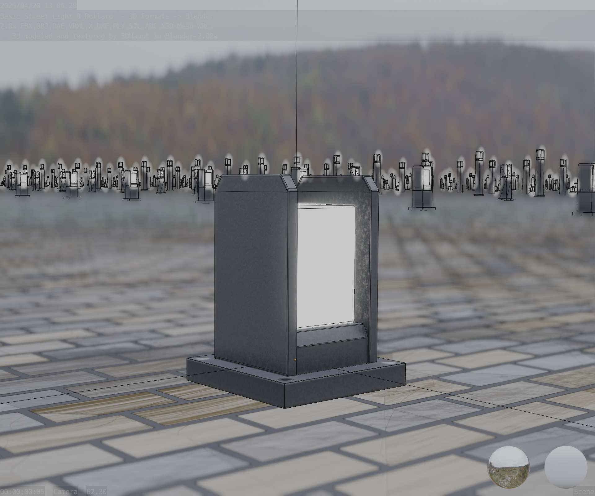 Street Light 8 Bollard 200mm Basic Version 1 Low-poly 3D model_23