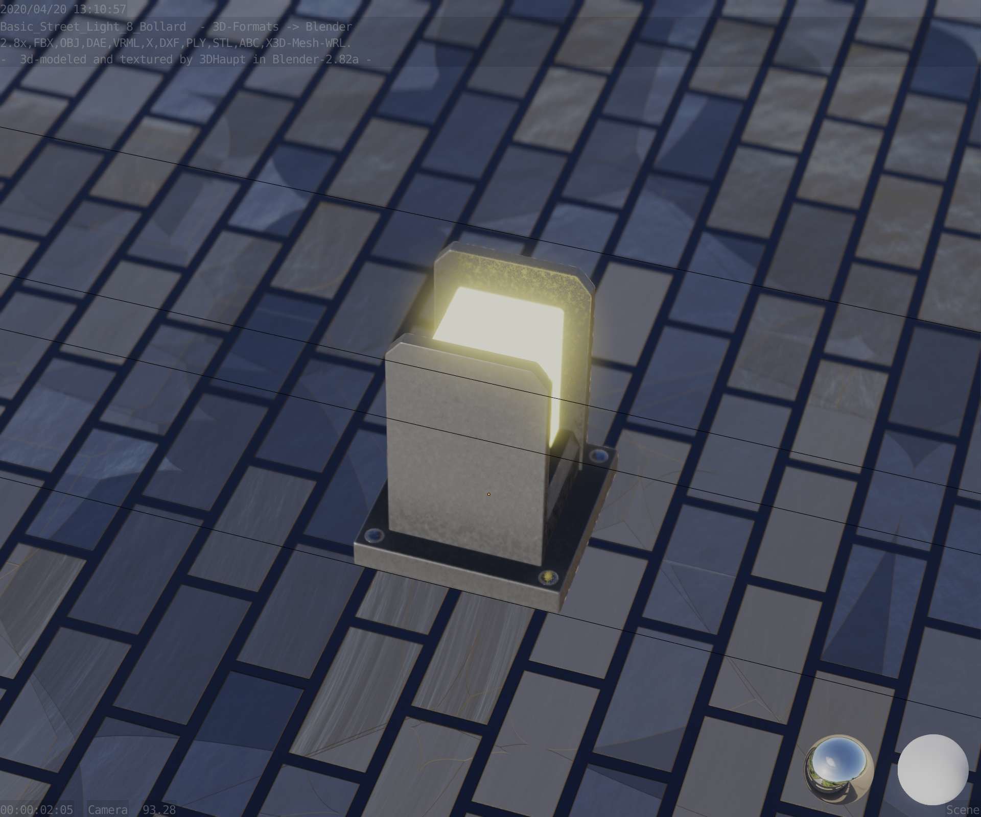 Street Light 8 Bollard 200mm Basic Version 1 Low-poly 3D model_70