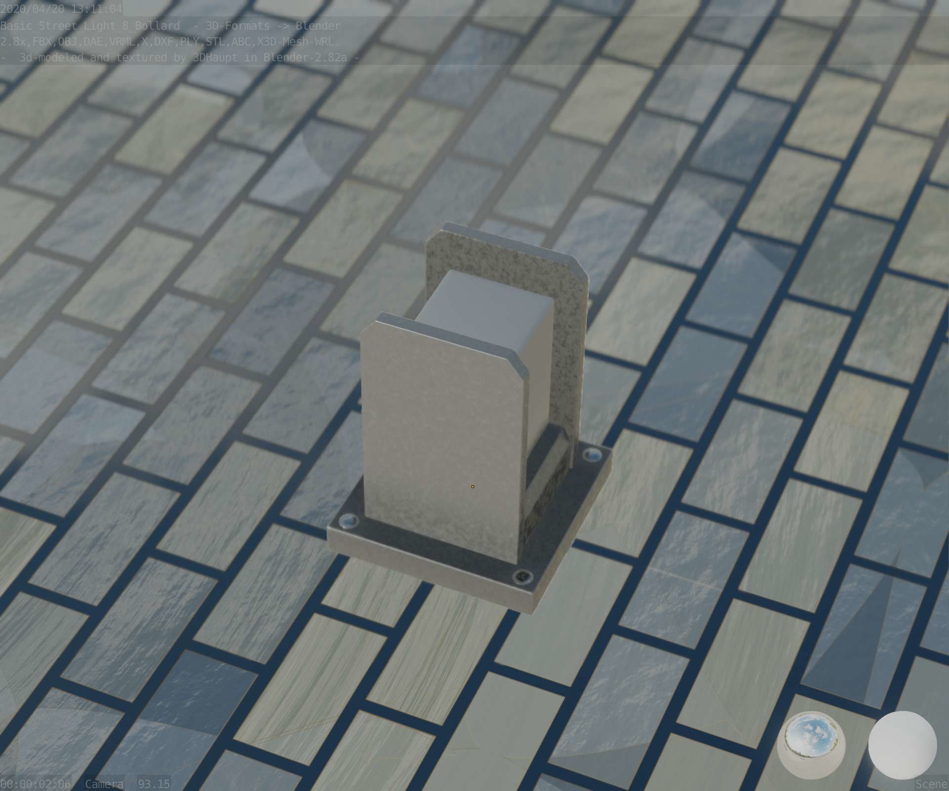 Street Light 8 Bollard 200mm Basic Version 1 Low-poly 3D model_71