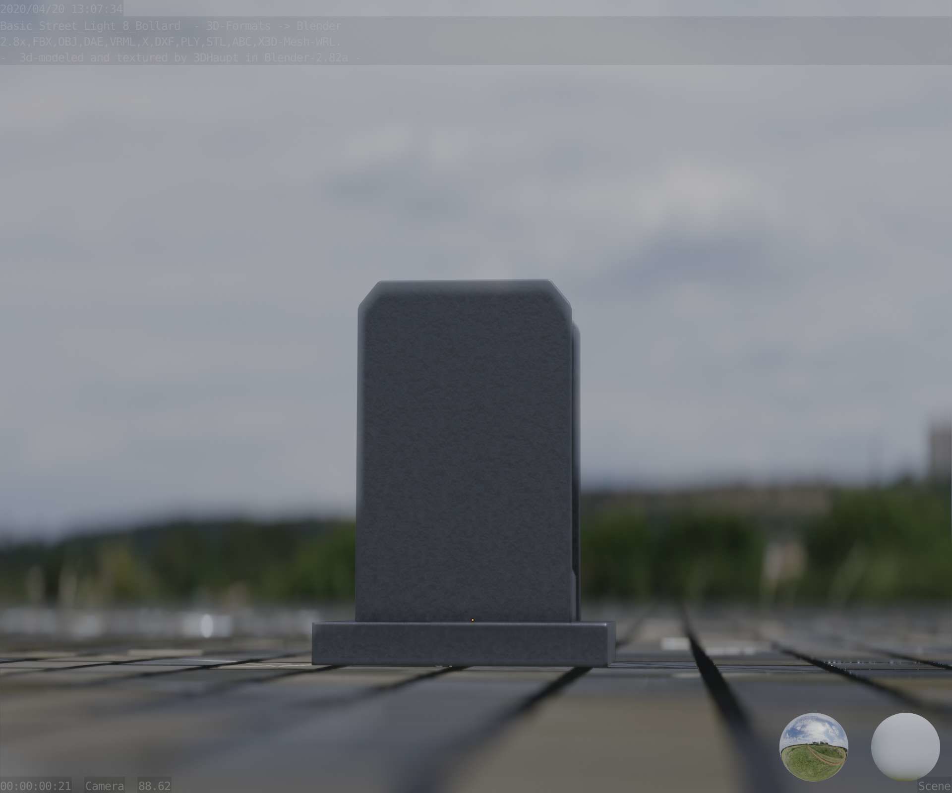 Street Light 8 Bollard 200mm Basic Version 1 Low-poly 3D model_38