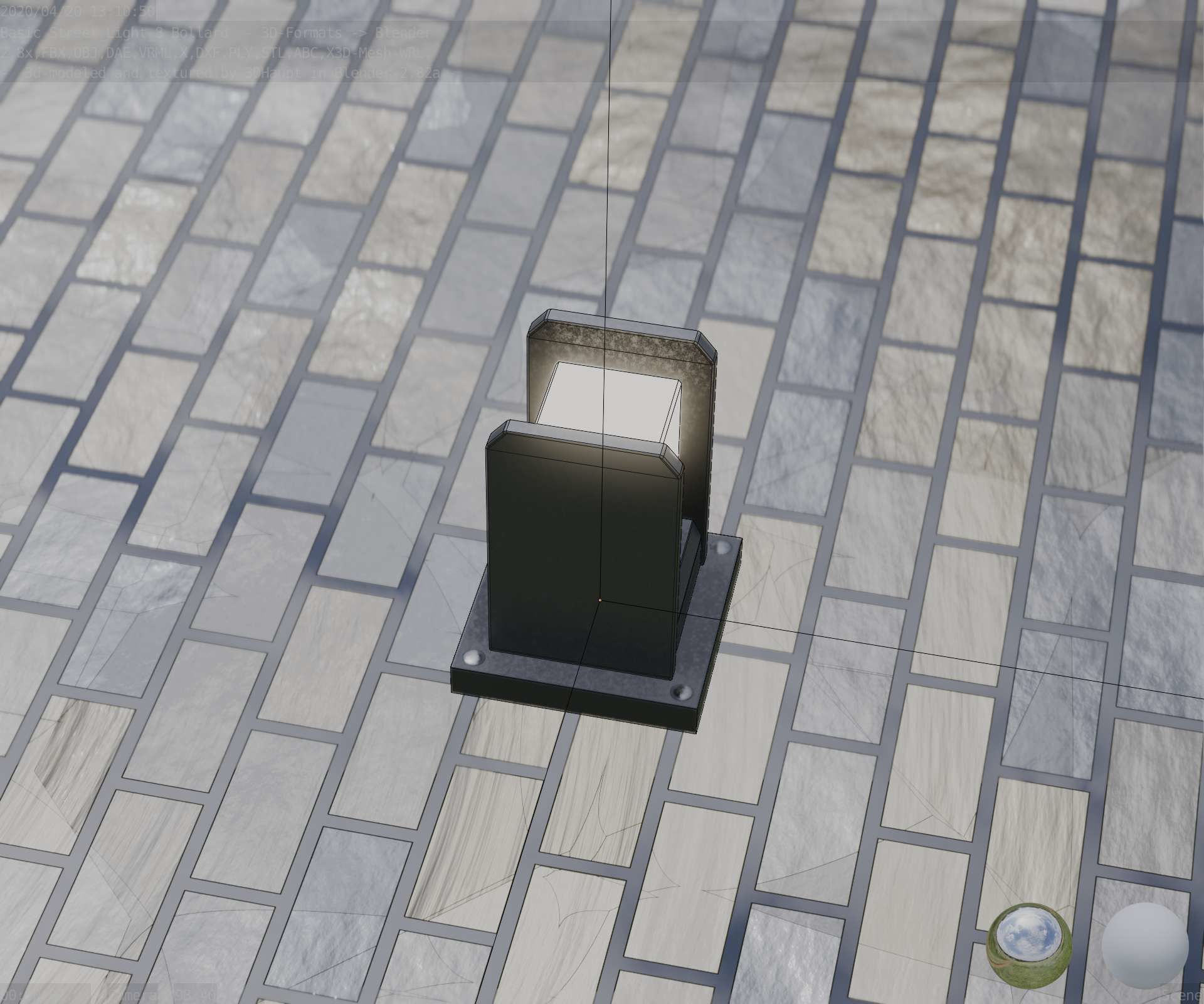 Street Light 8 Bollard 200mm Basic Version 1 Low-poly 3D model_69