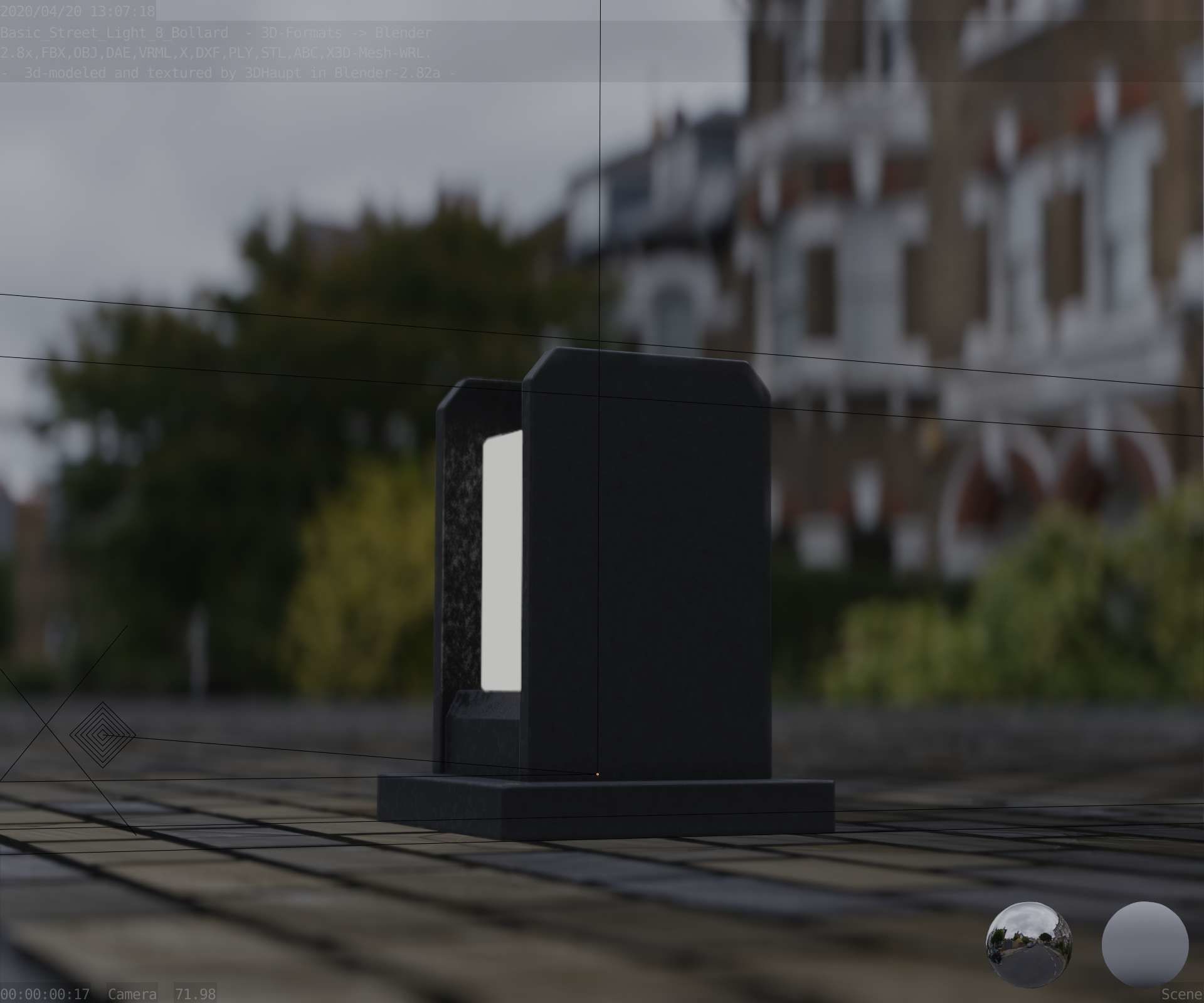 Street Light 8 Bollard 200mm Basic Version 1 Low-poly 3D model_34