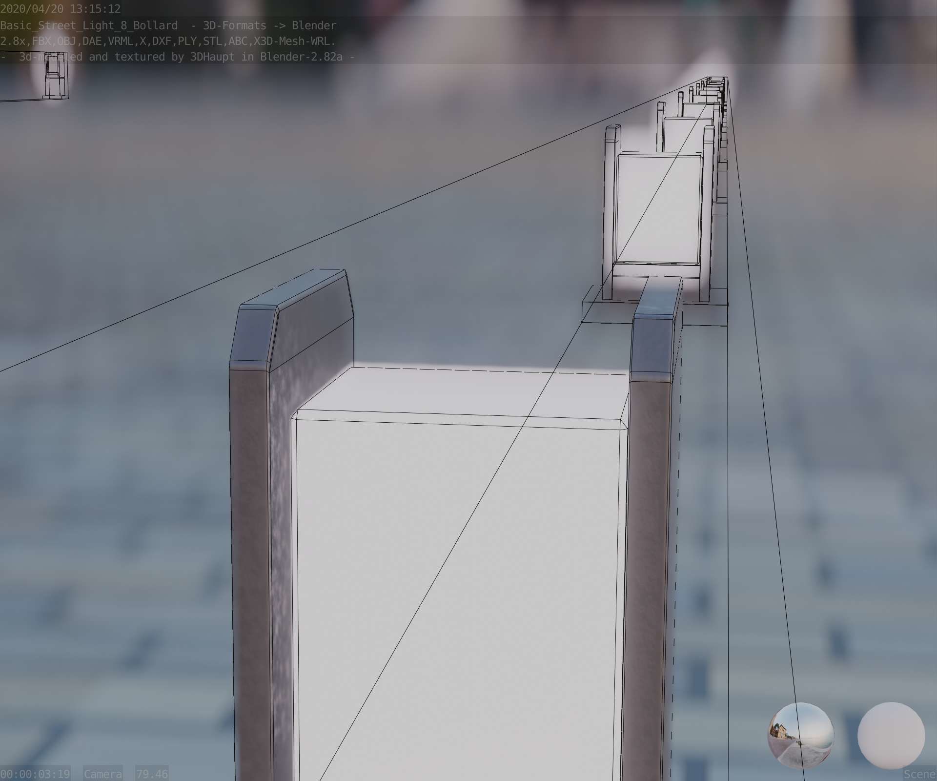 Street Light 8 Bollard 200mm Basic Version 1 Low-poly 3D model_91