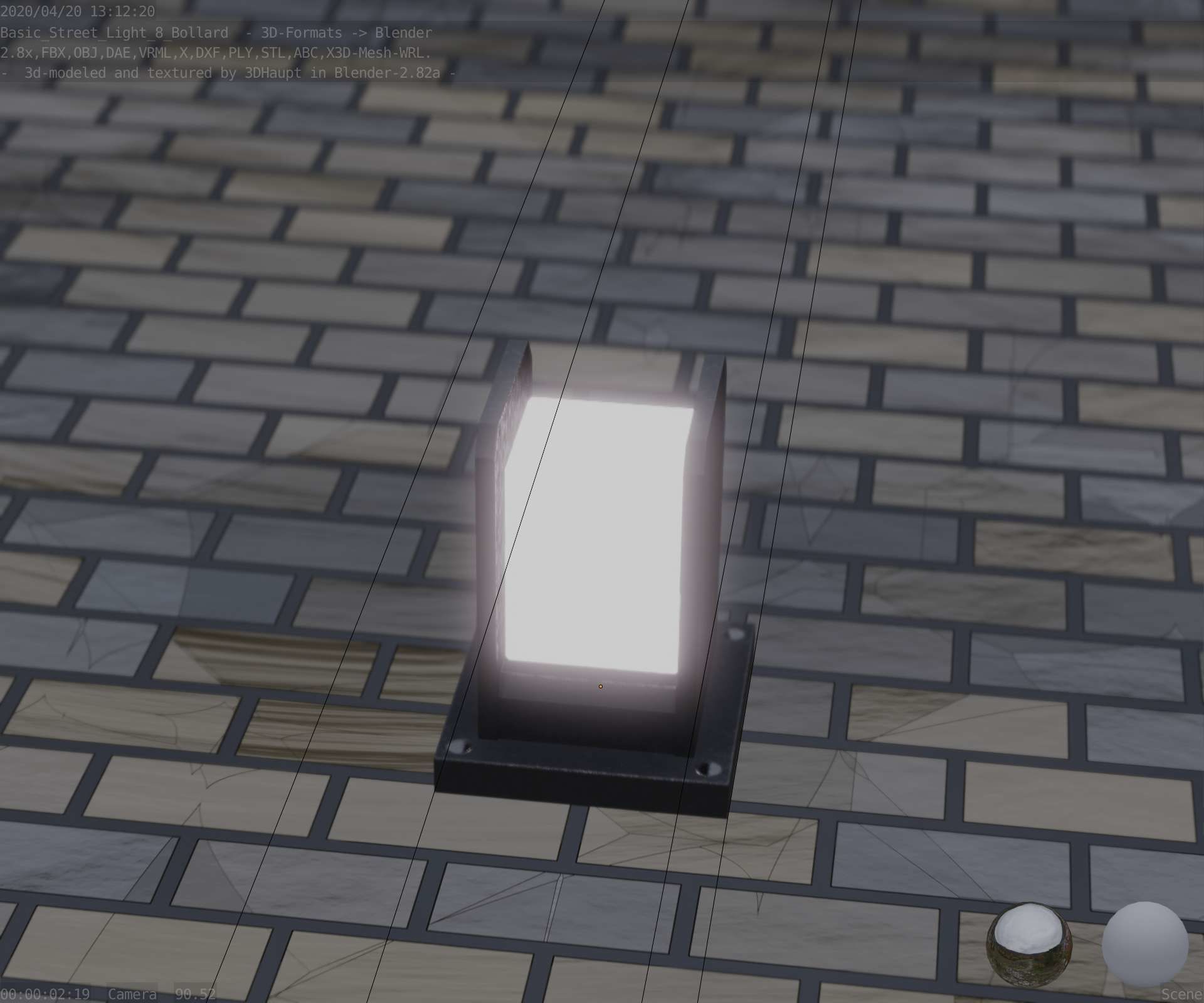 Street Light 8 Bollard 200mm Basic Version 1 Low-poly 3D model_84
