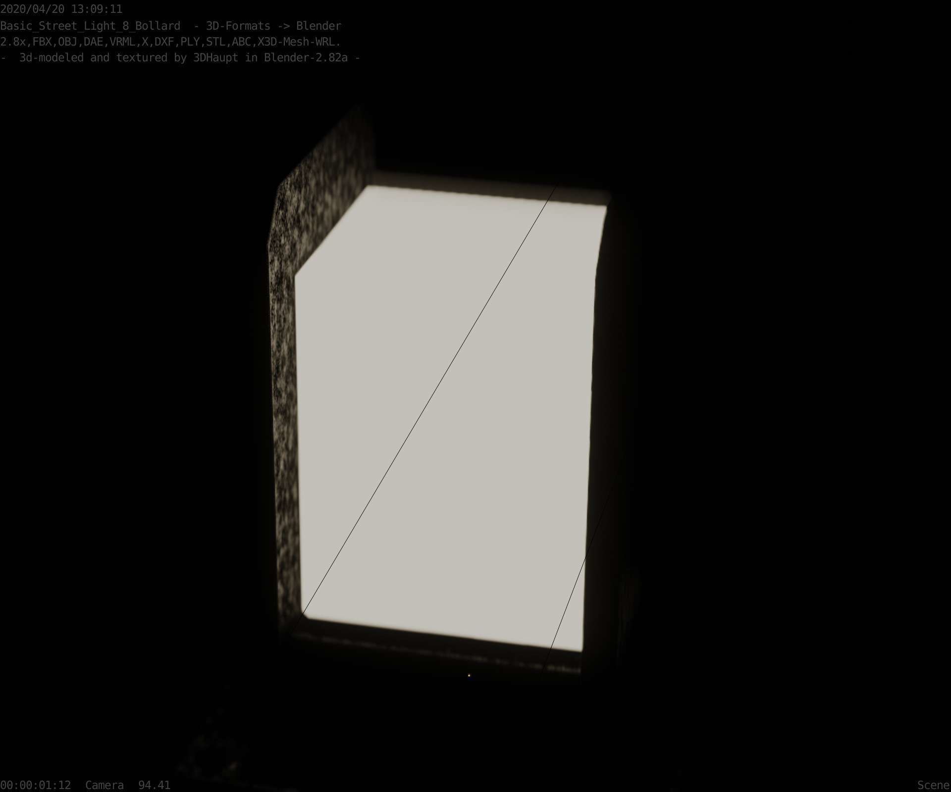 Street Light 8 Bollard 200mm Basic Version 1 Low-poly 3D model_53