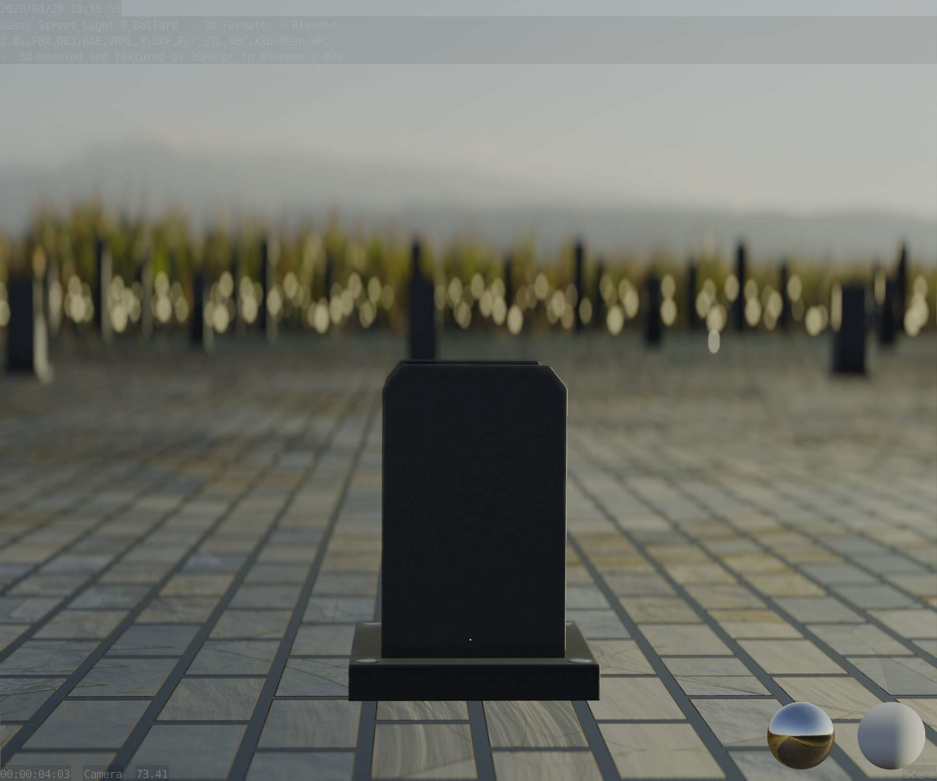 Street Light 8 Bollard 200mm Basic Version 1 Low-poly 3D model_99