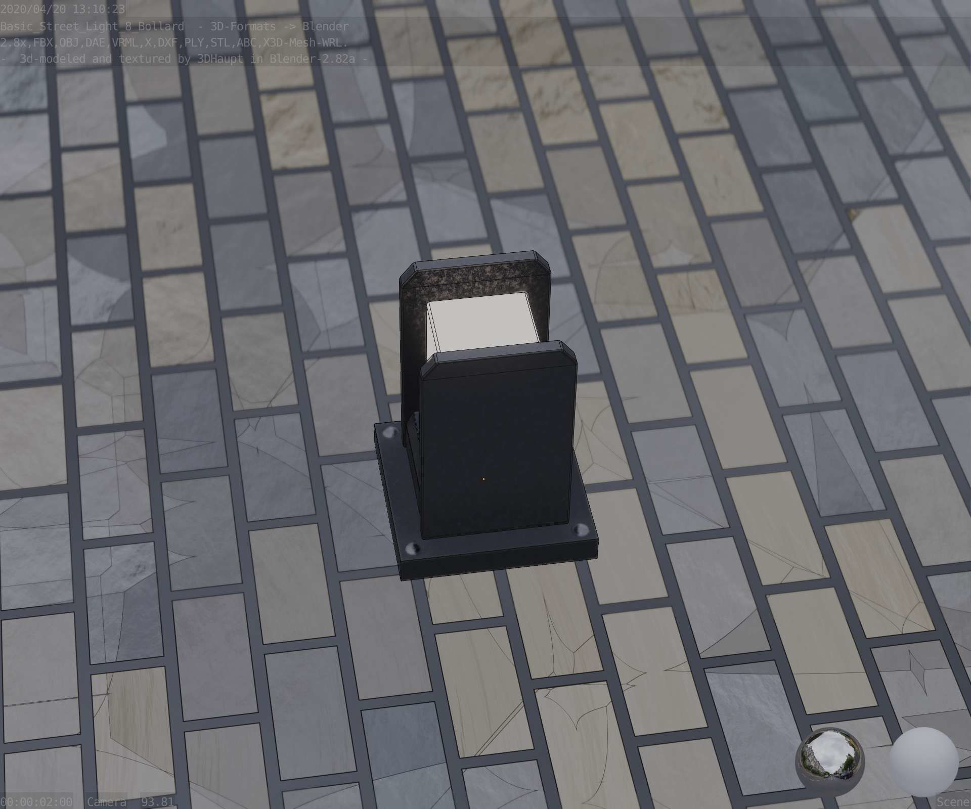 Street Light 8 Bollard 200mm Basic Version 1 Low-poly 3D model_65