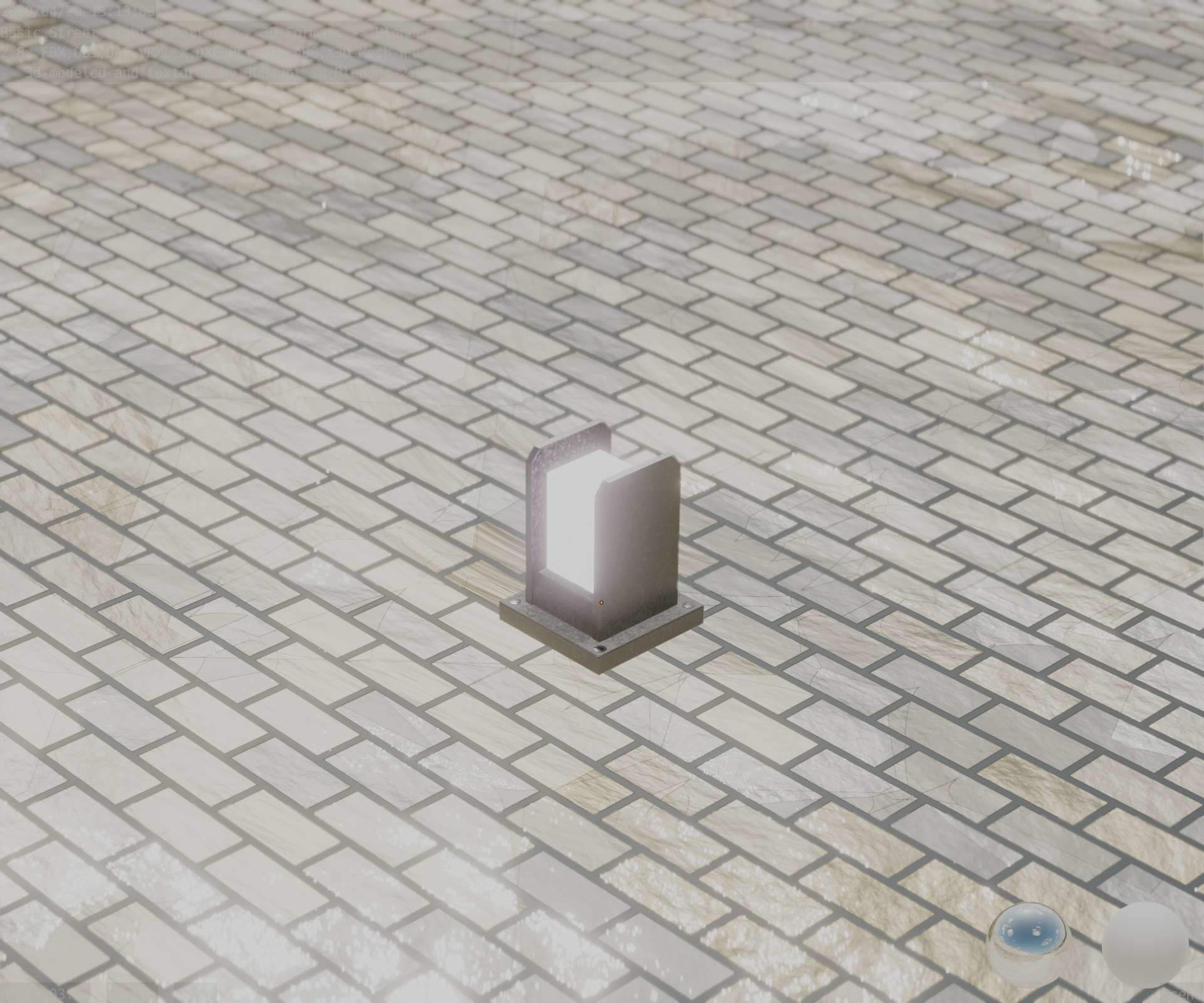 Street Light 8 Bollard 200mm Basic Version 1 Low-poly 3D model_3