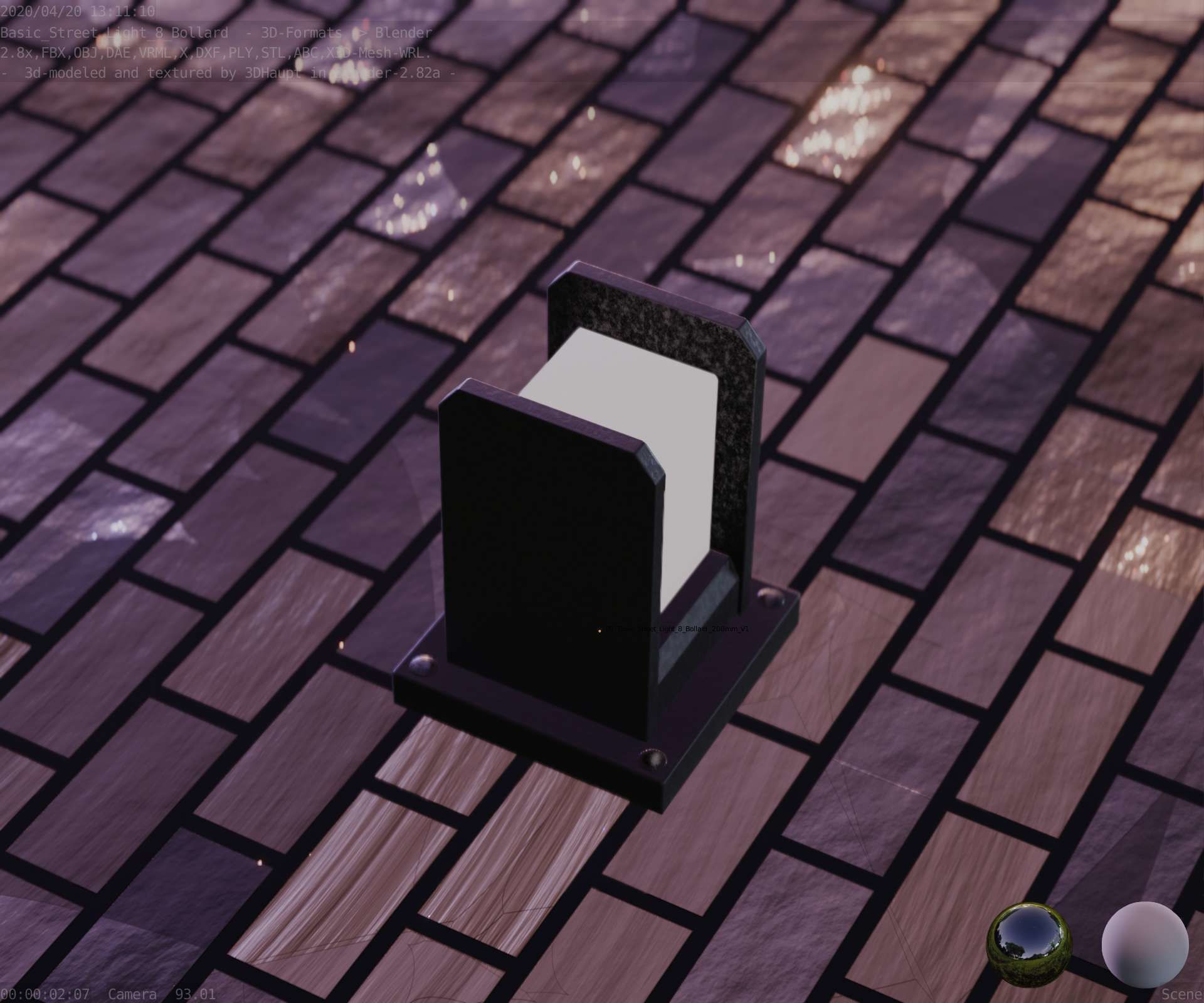 Street Light 8 Bollard 200mm Basic Version 1 Low-poly 3D model_72