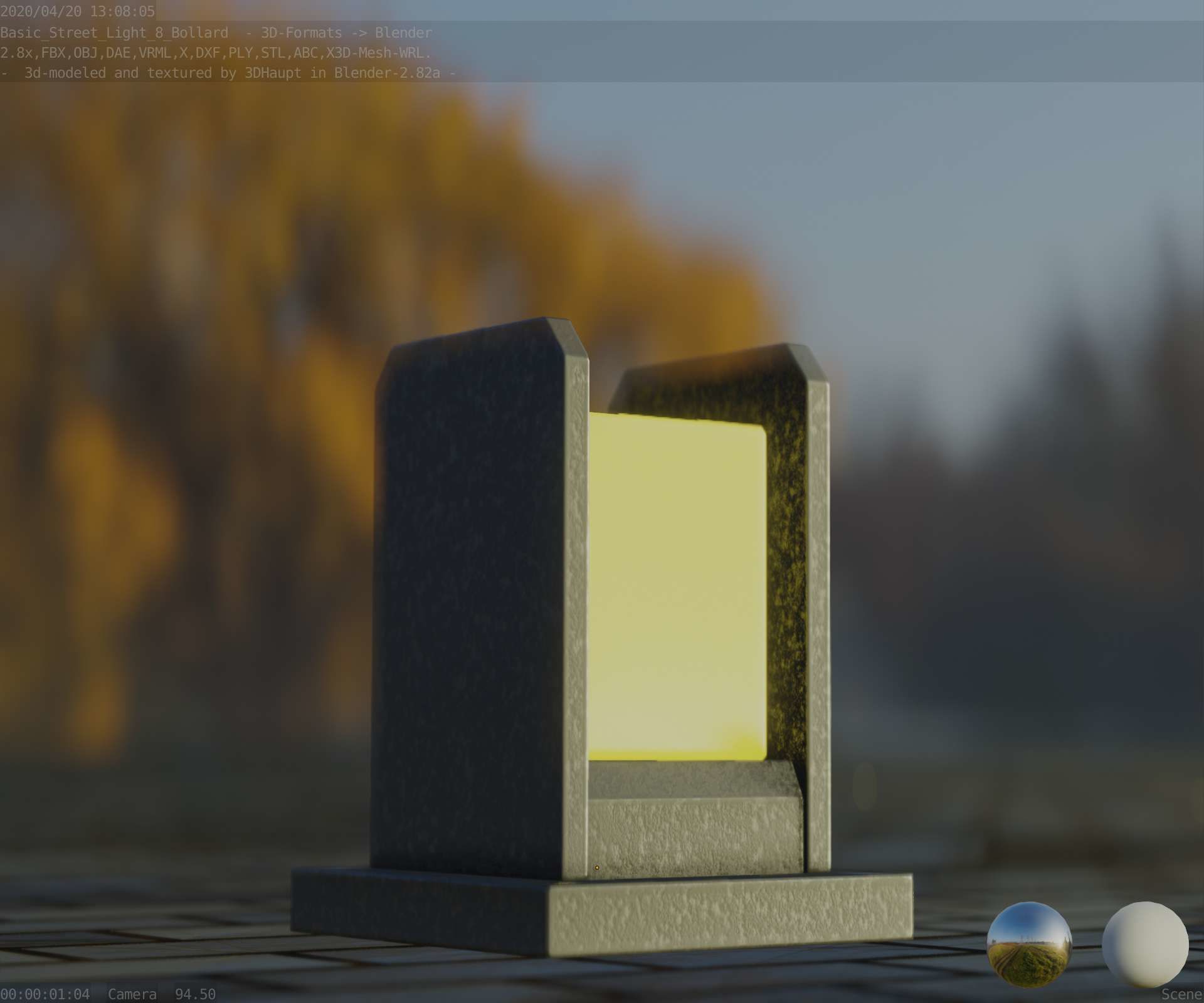 Street Light 8 Bollard 200mm Basic Version 1 Low-poly 3D model_45