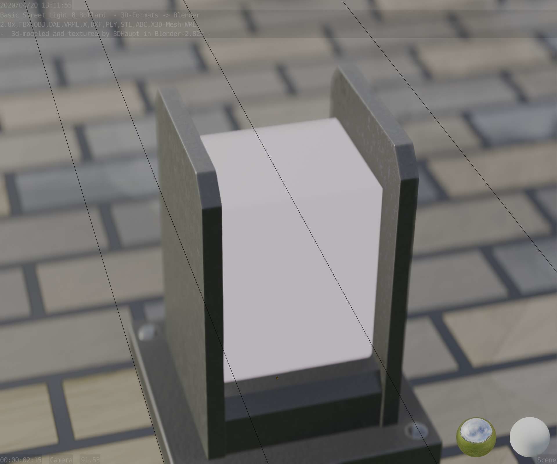 Street Light 8 Bollard 200mm Basic Version 1 Low-poly 3D model_80