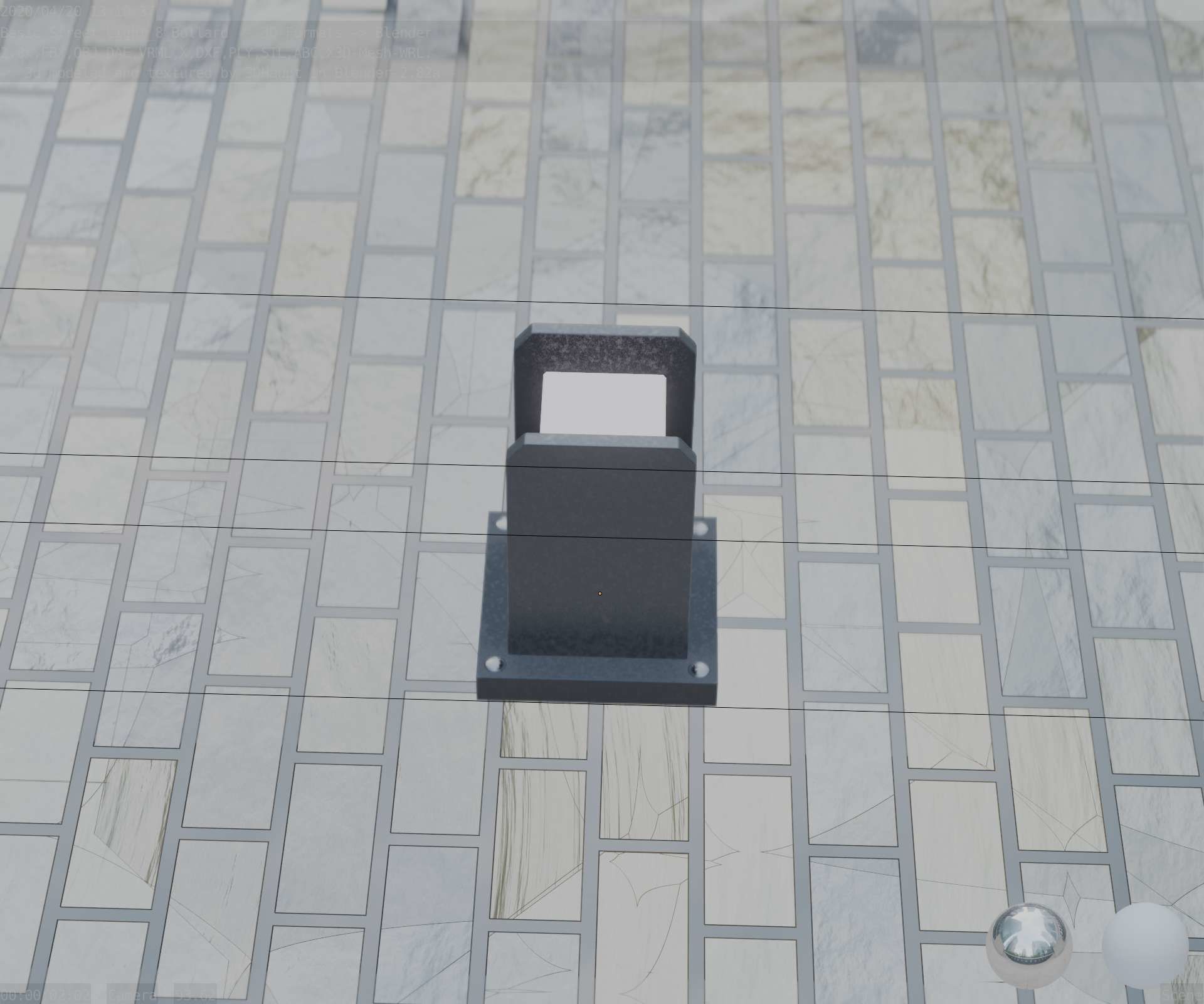 Street Light 8 Bollard 200mm Basic Version 1 Low-poly 3D model_67