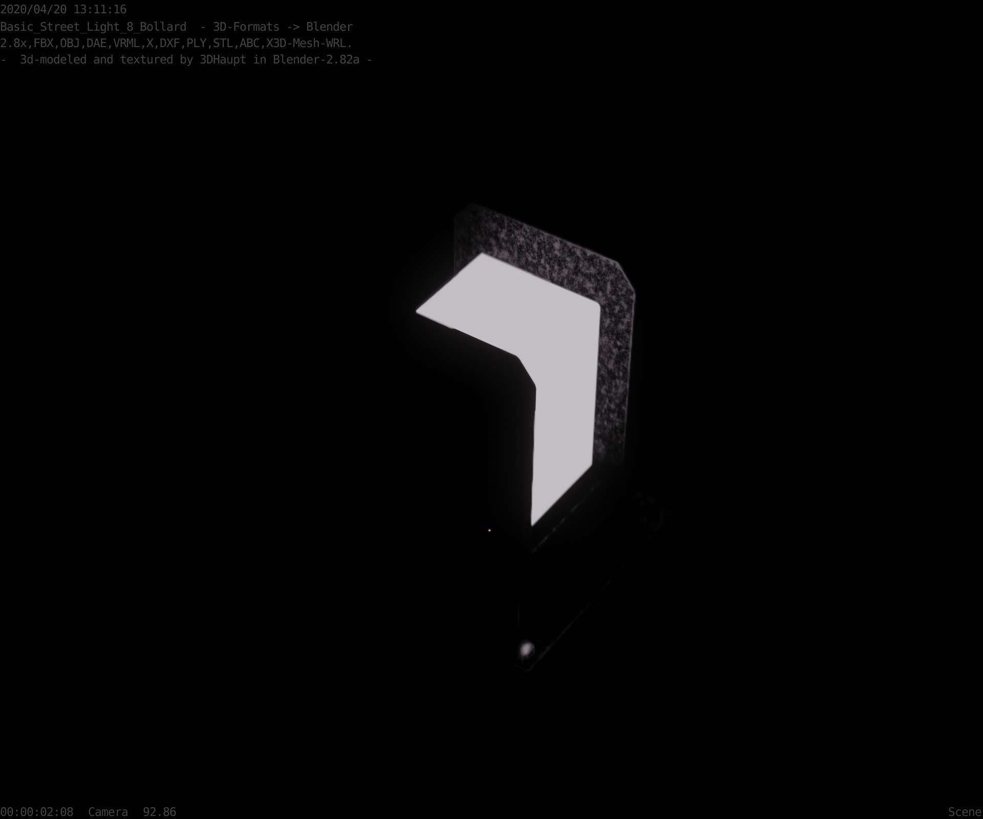 Street Light 8 Bollard 200mm Basic Version 1 Low-poly 3D model_73
