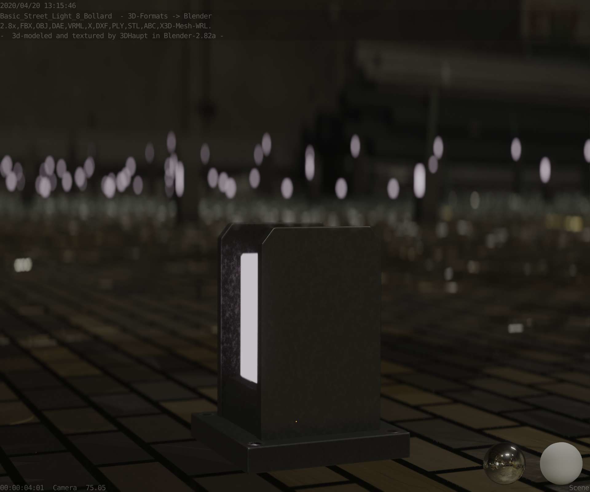 Street Light 8 Bollard 200mm Basic Version 1 Low-poly 3D model_97