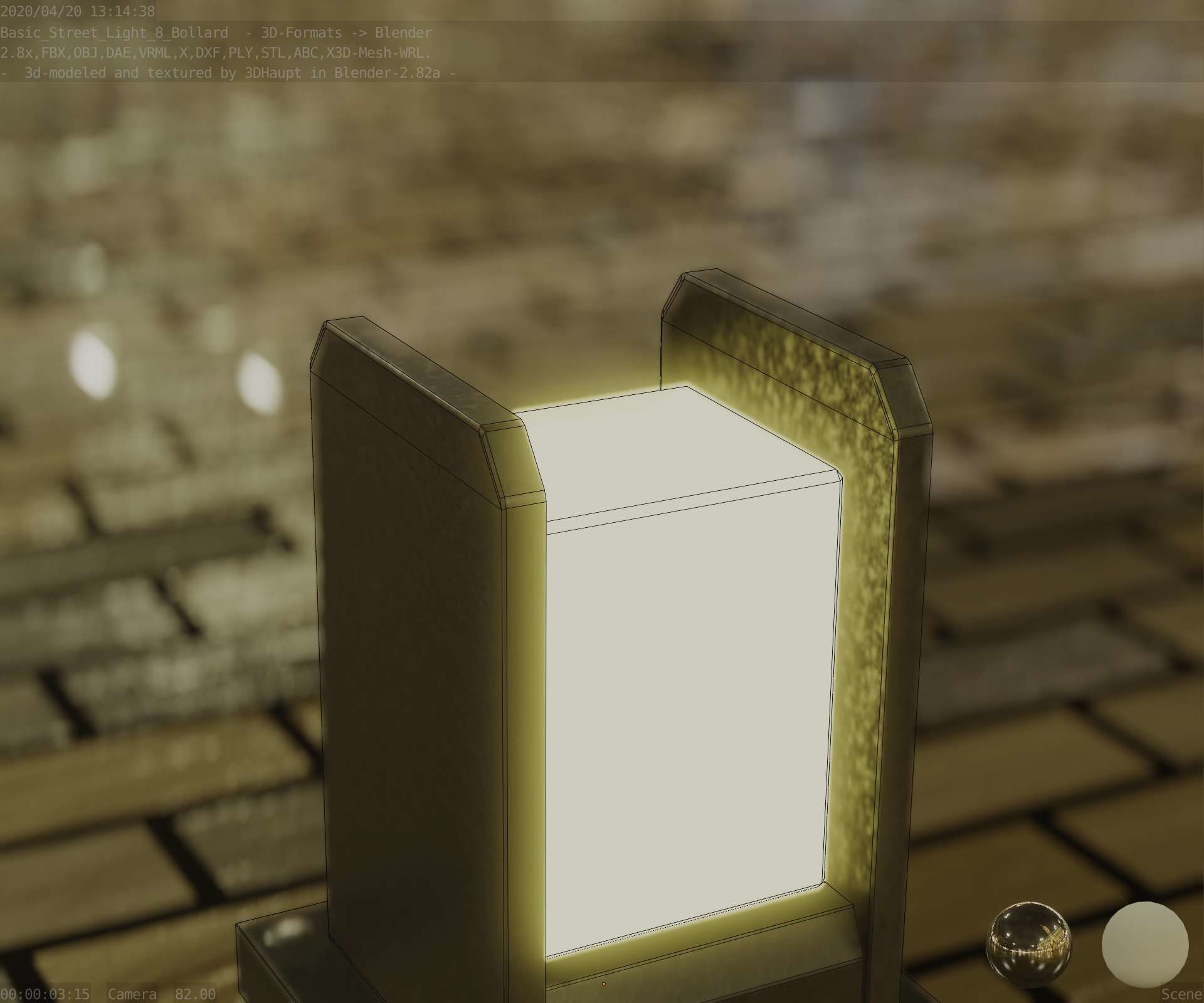 Street Light 8 Bollard 200mm Basic Version 1 Low-poly 3D model_18