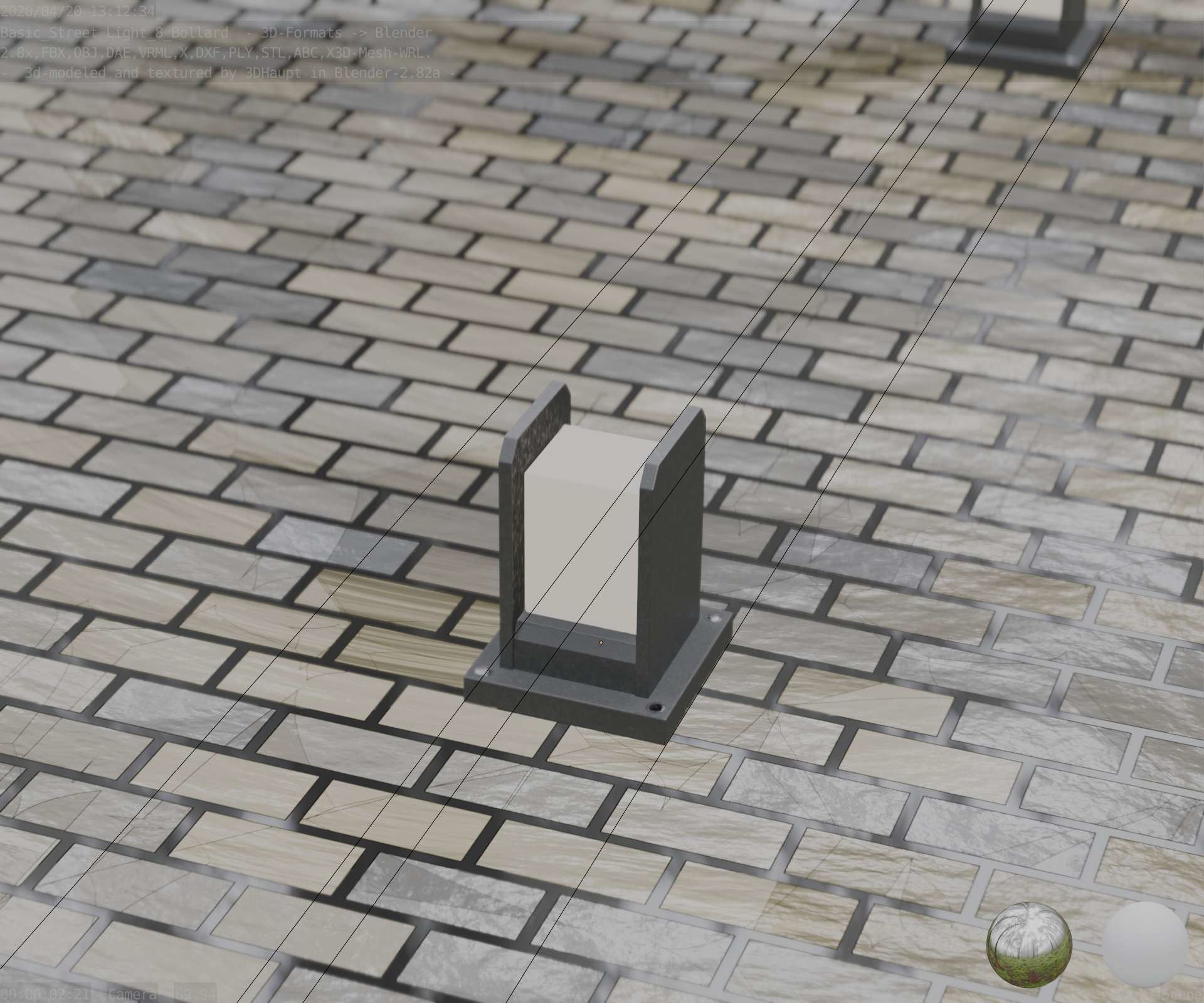 Street Light 8 Bollard 200mm Basic Version 1 Low-poly 3D model_86