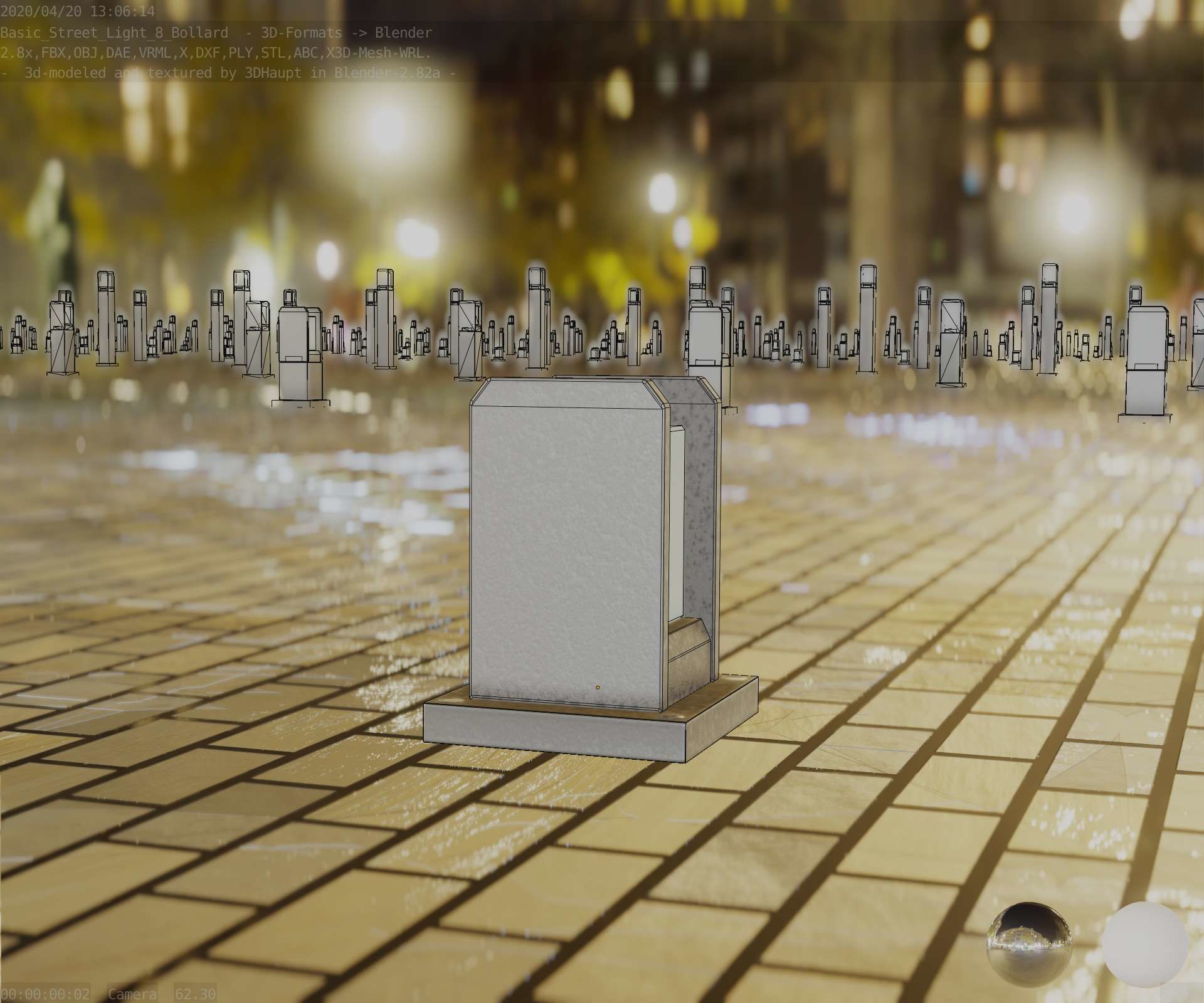 Street Light 8 Bollard 200mm Basic Version 1 Low-poly 3D model_20