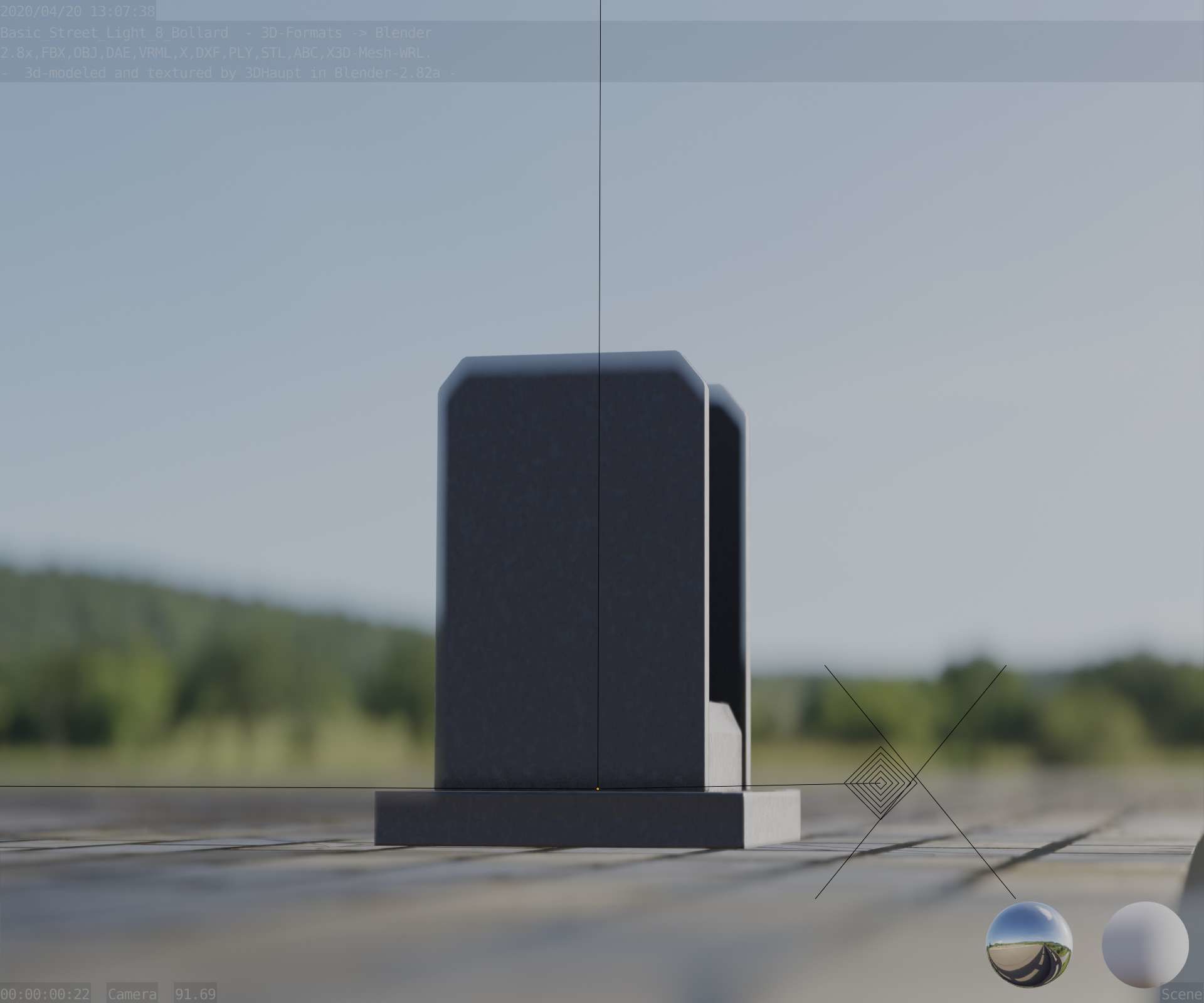 Street Light 8 Bollard 200mm Basic Version 1 Low-poly 3D model_39