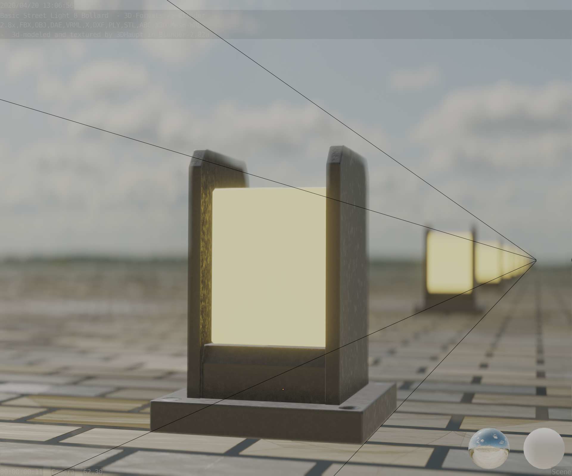 Street Light 8 Bollard 200mm Basic Version 1 Low-poly 3D model_29