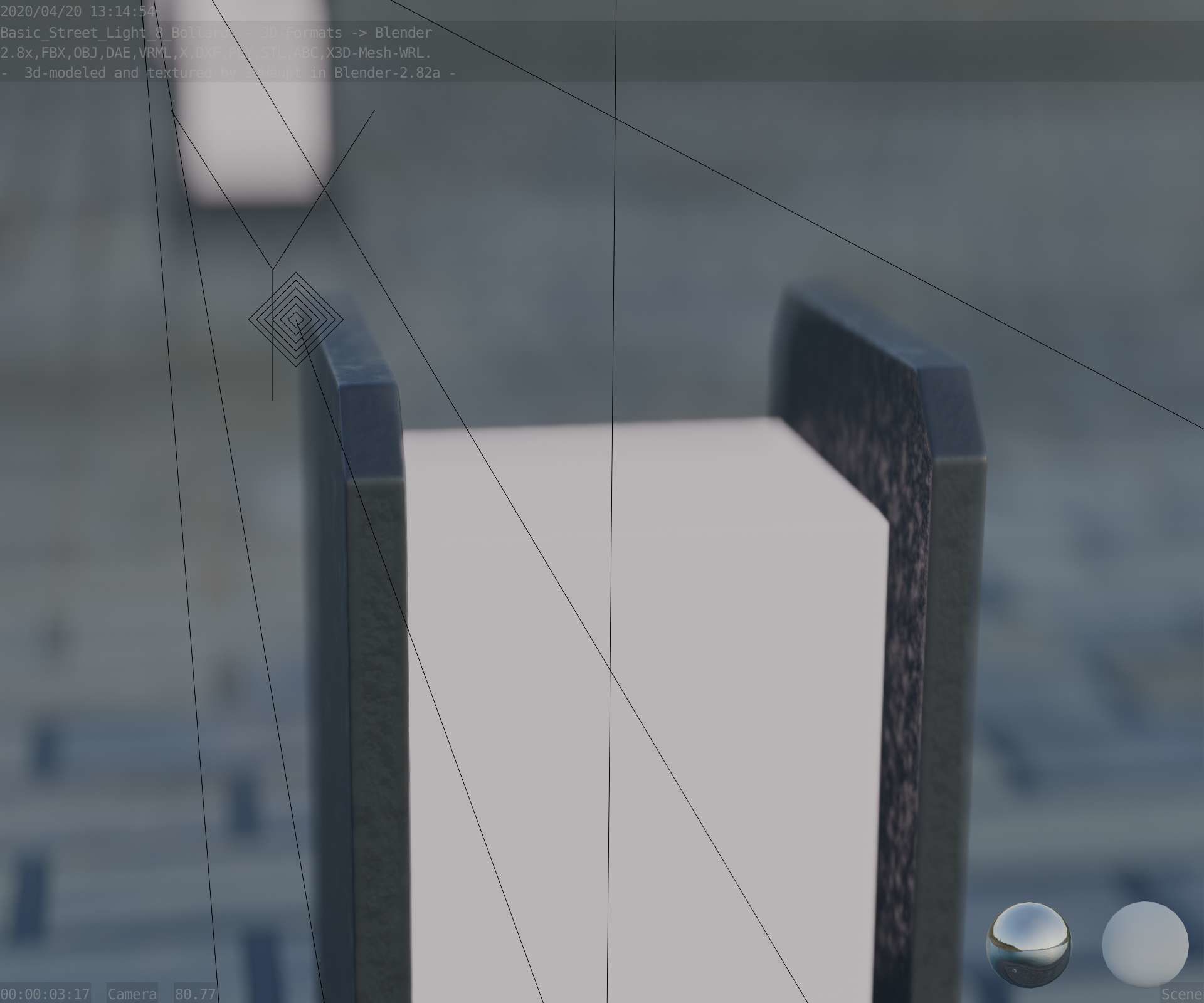 Street Light 8 Bollard 200mm Basic Version 1 Low-poly 3D model_89