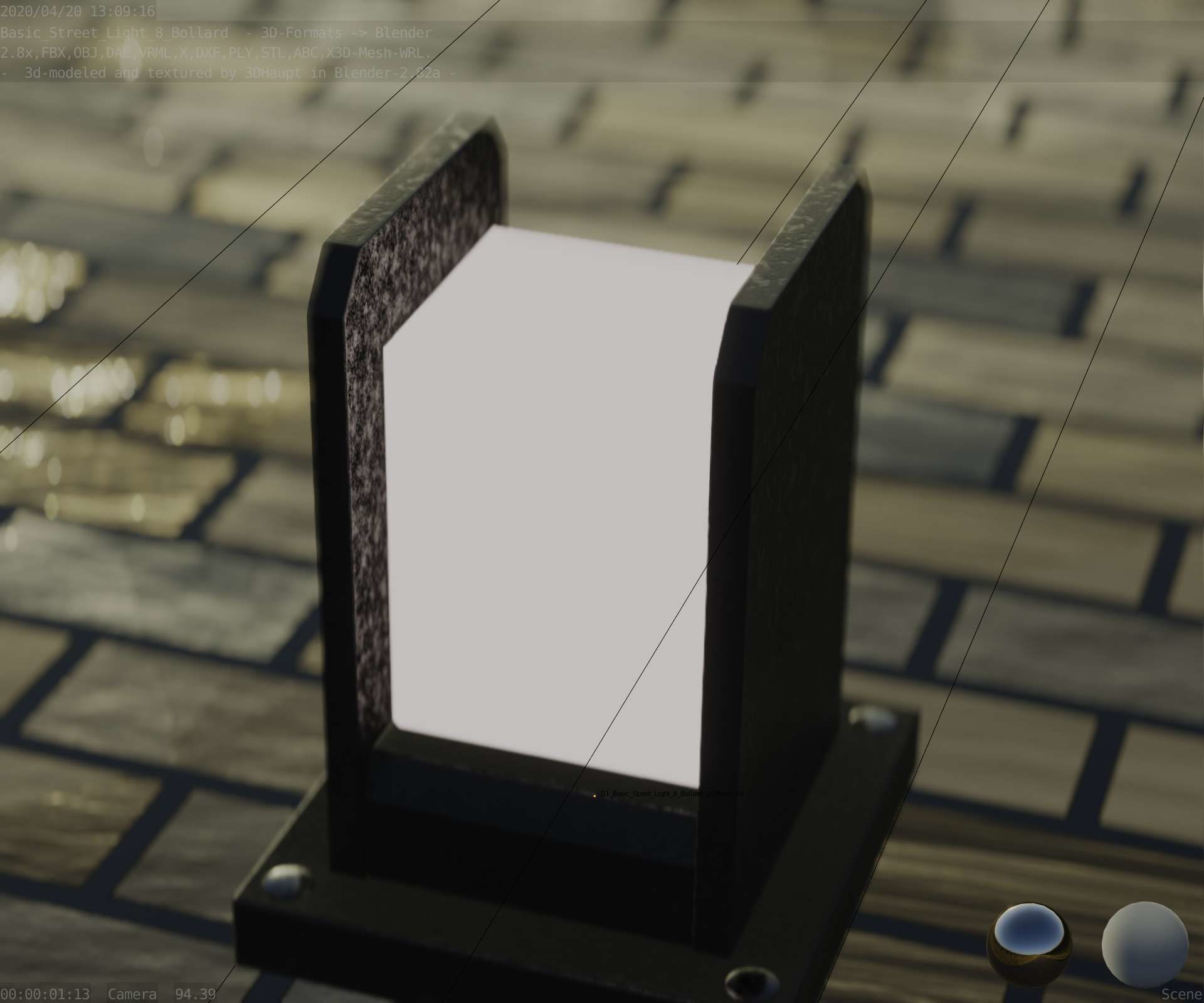 Street Light 8 Bollard 200mm Basic Version 1 Low-poly 3D model_54