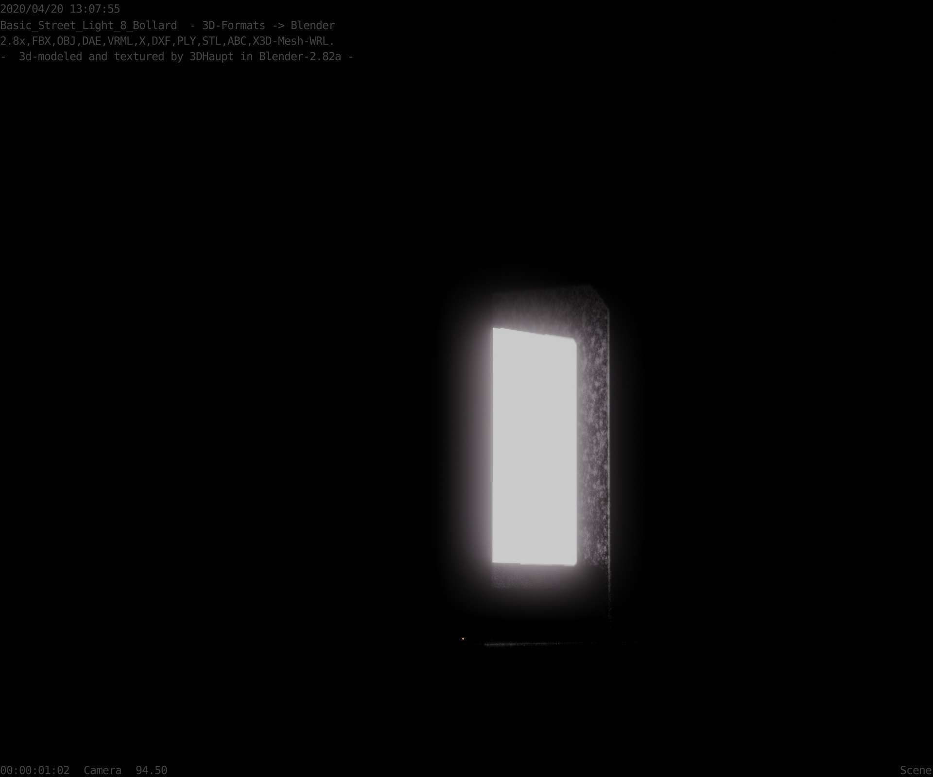 Street Light 8 Bollard 200mm Basic Version 1 Low-poly 3D model_43