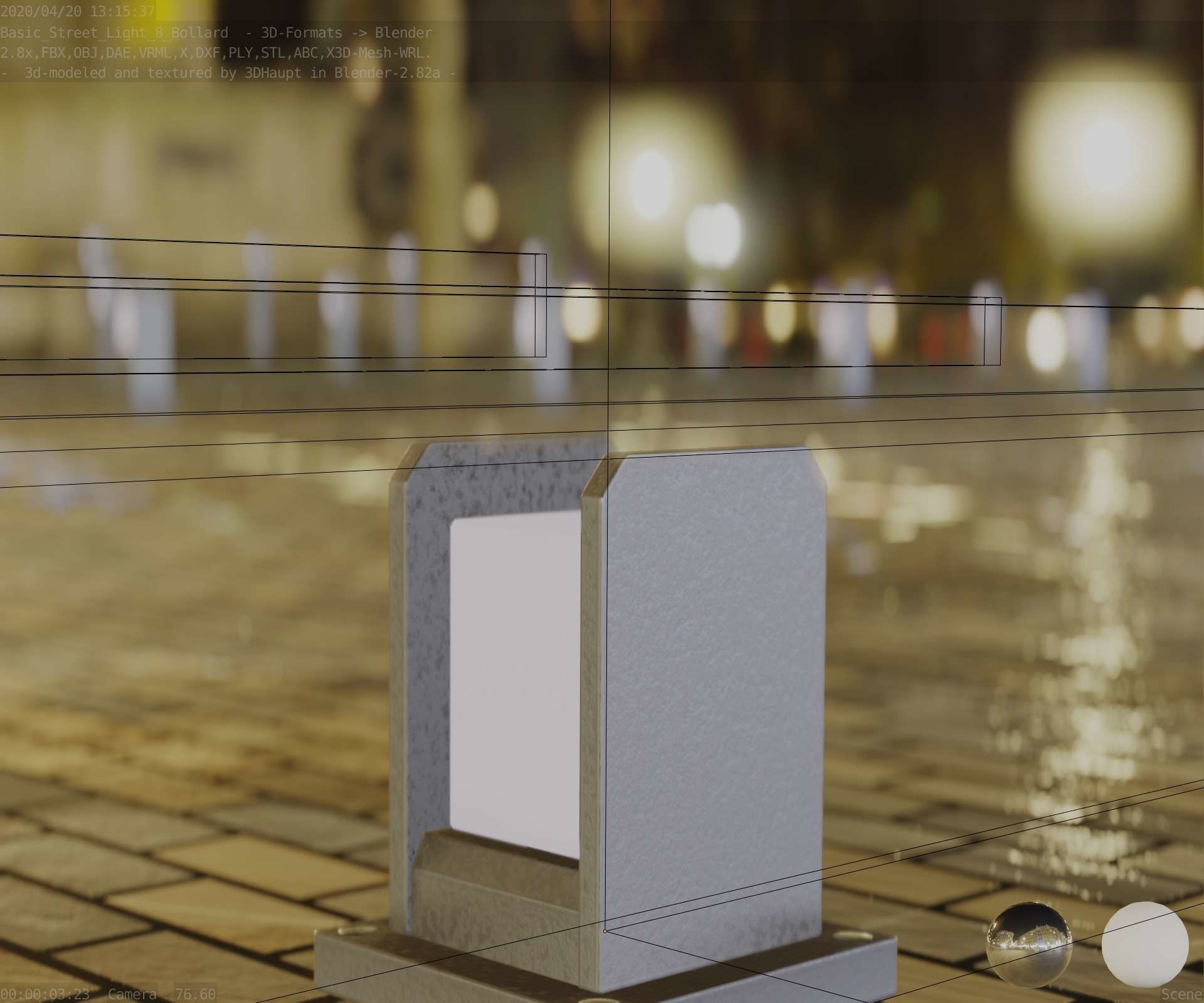 Street Light 8 Bollard 200mm Basic Version 1 Low-poly 3D model_95