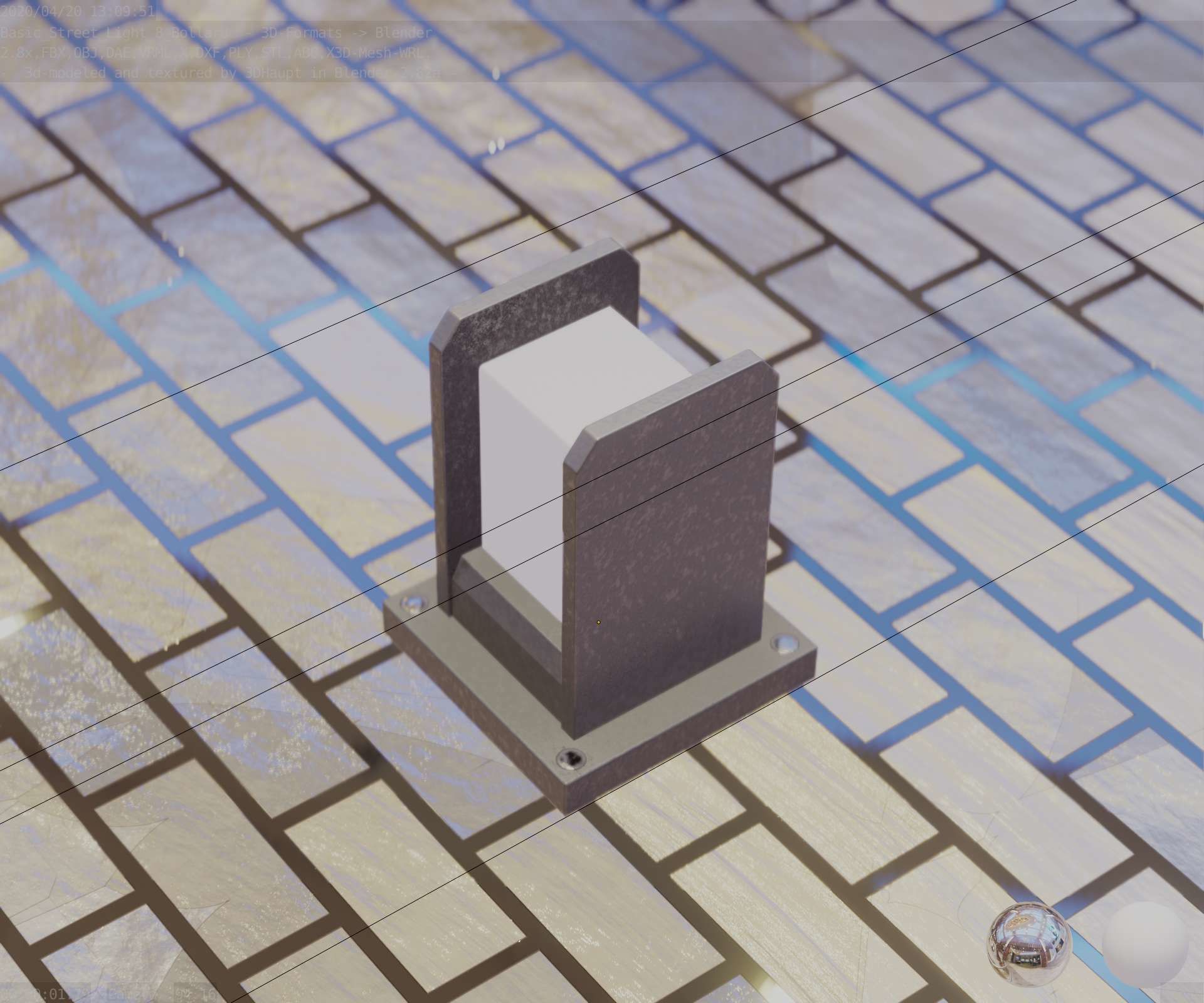 Street Light 8 Bollard 200mm Basic Version 1 Low-poly 3D model_60