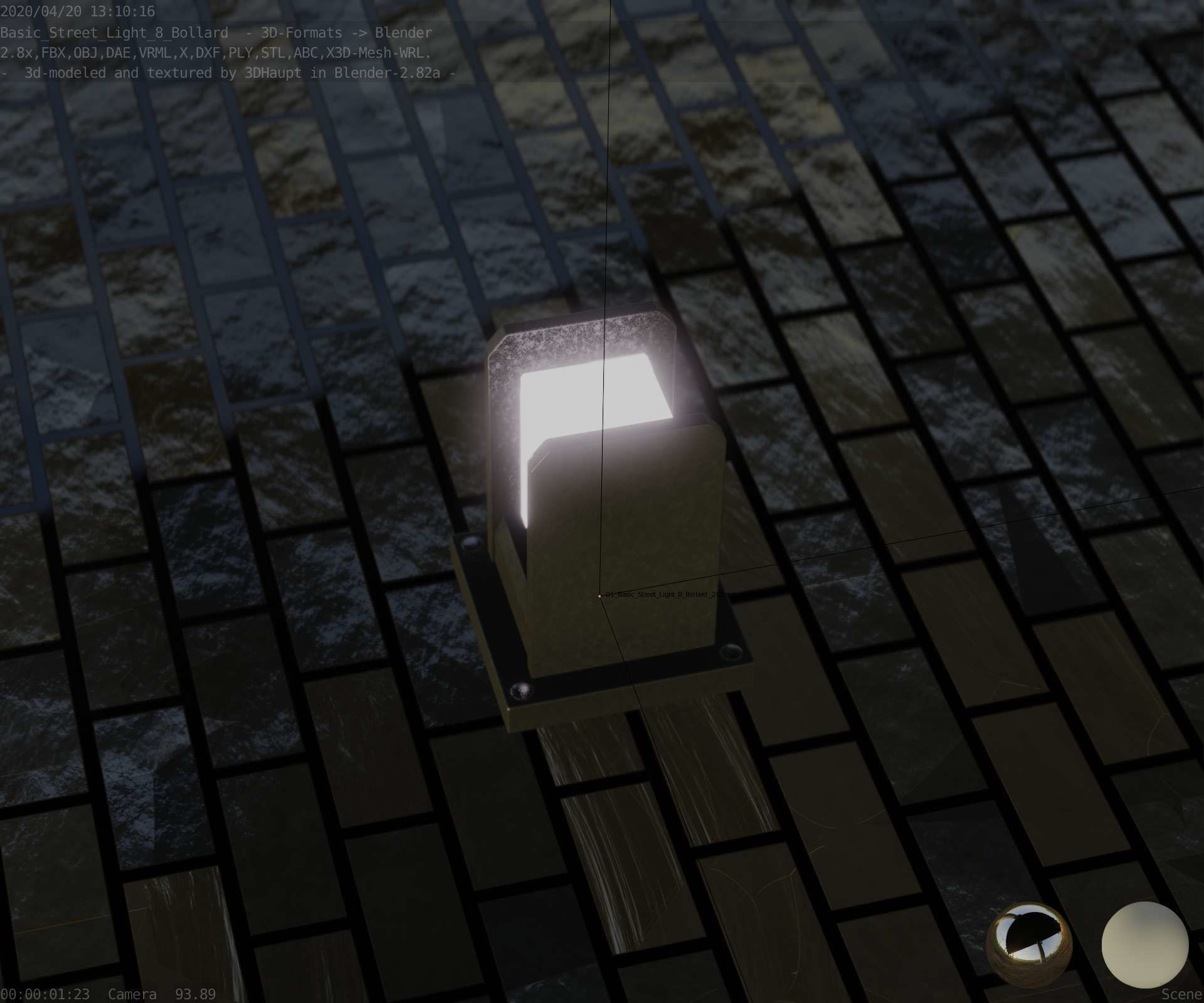 Street Light 8 Bollard 200mm Basic Version 1 Low-poly 3D model_64