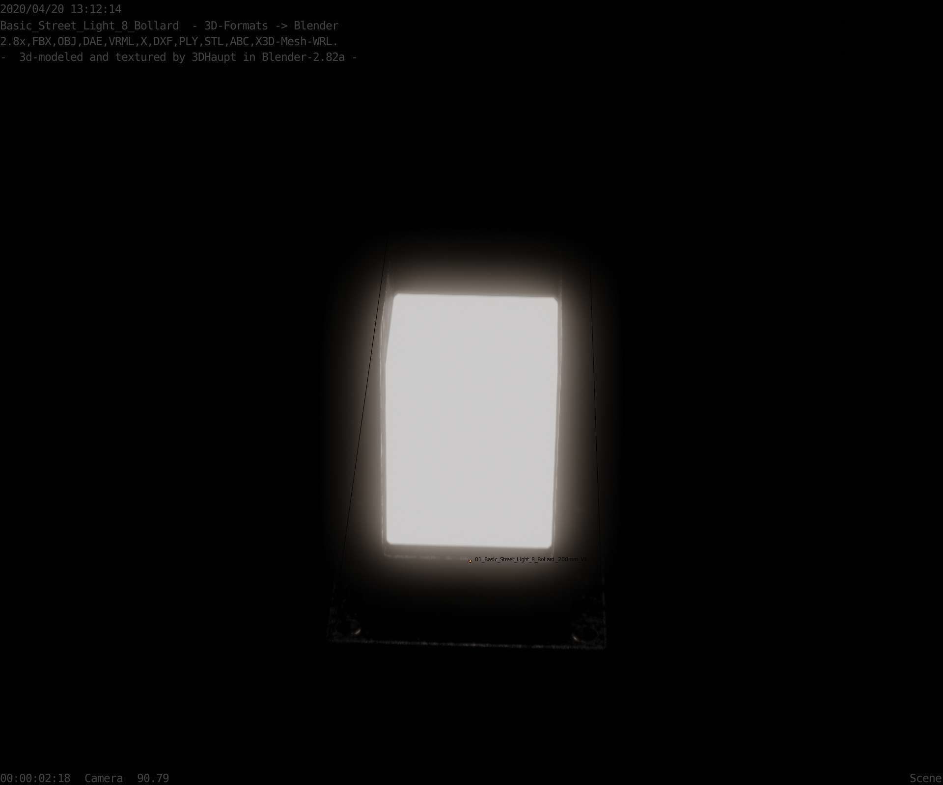 Street Light 8 Bollard 200mm Basic Version 1 Low-poly 3D model_83