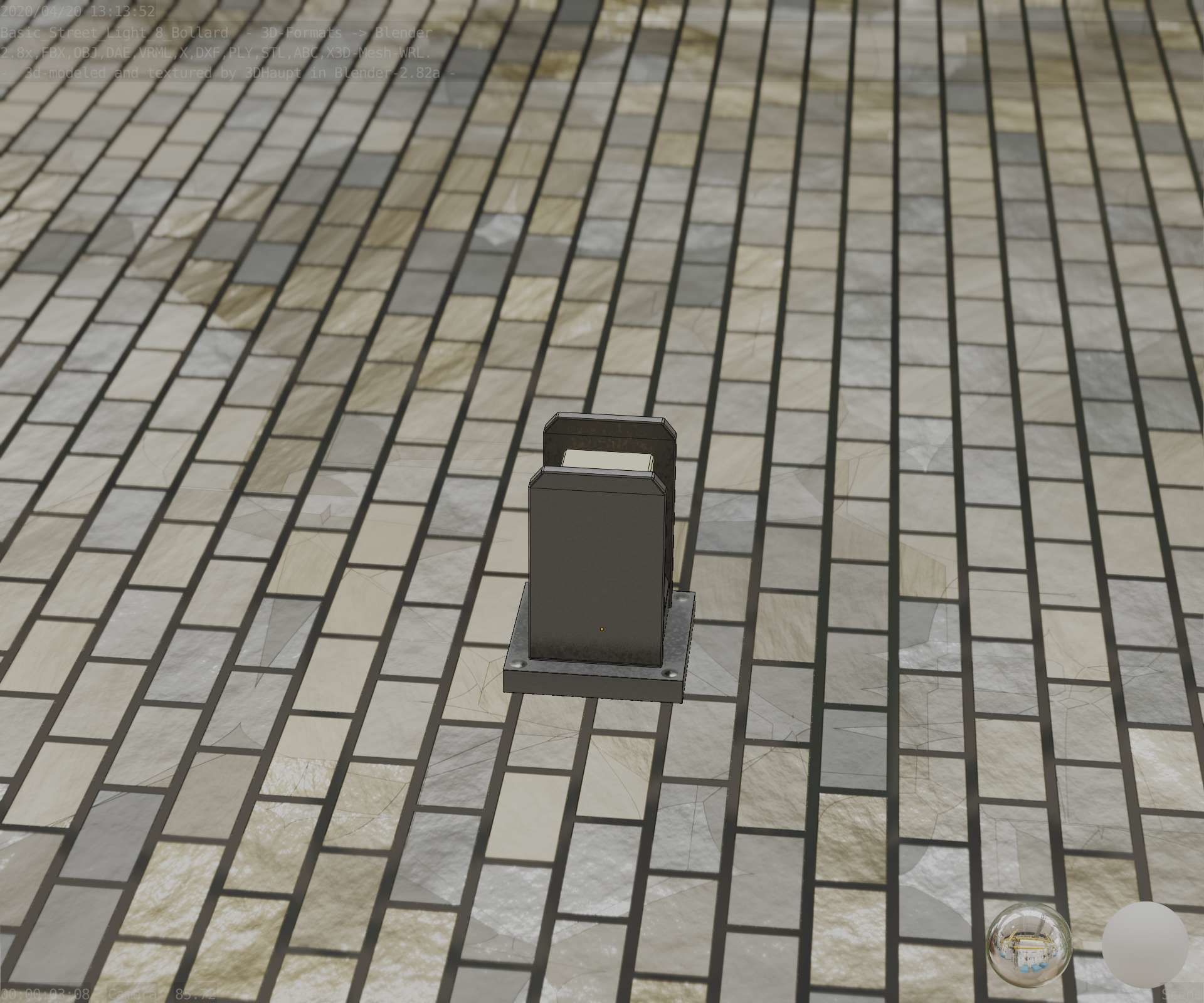 Street Light 8 Bollard 200mm Basic Version 1 Low-poly 3D model_11