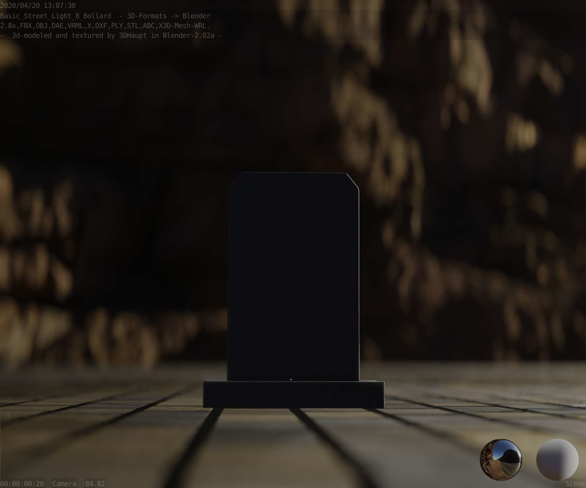 Street Light 8 Bollard 200mm Basic Version 1 Low-poly 3D model_37