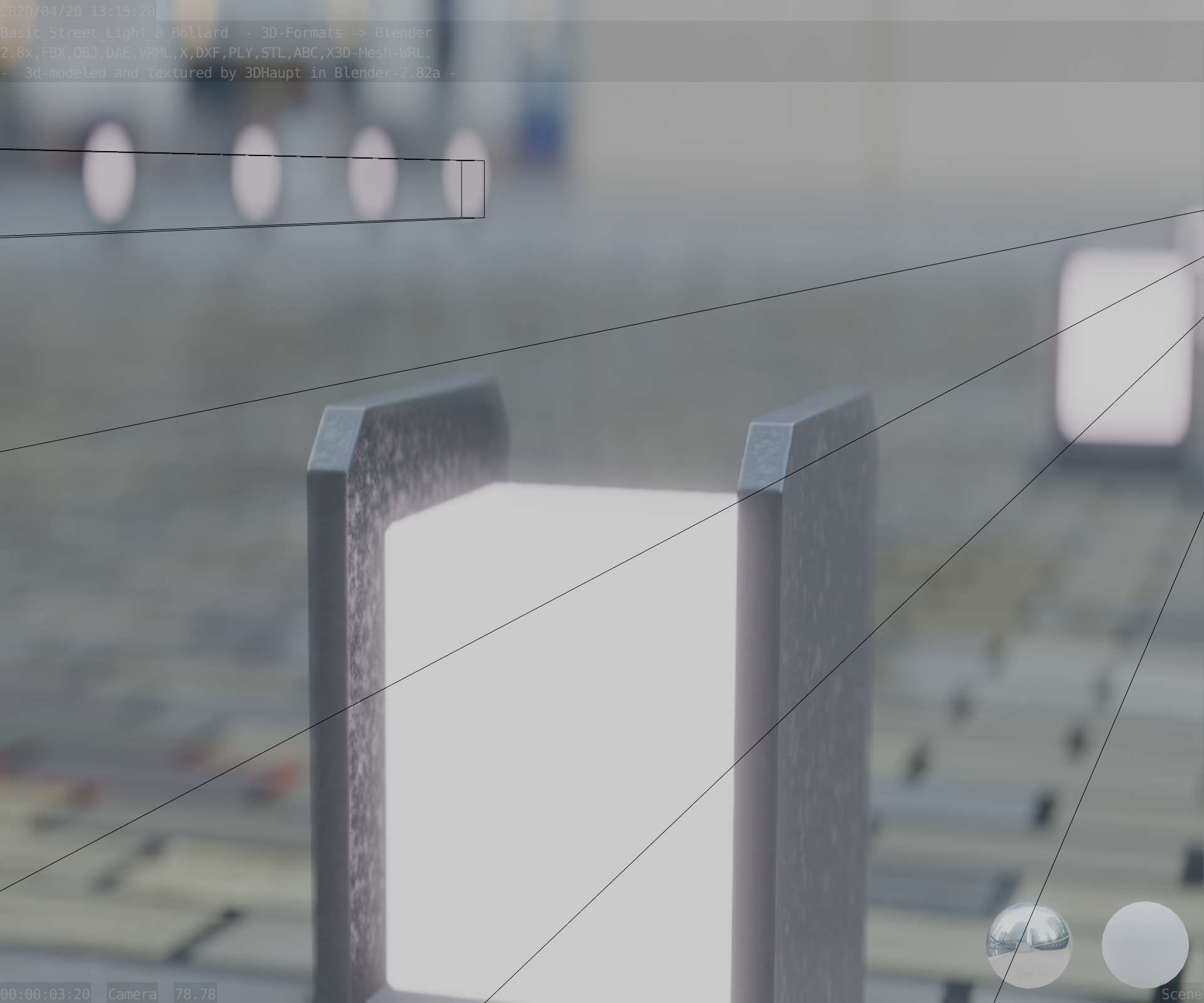 Street Light 8 Bollard 200mm Basic Version 1 Low-poly 3D model_92