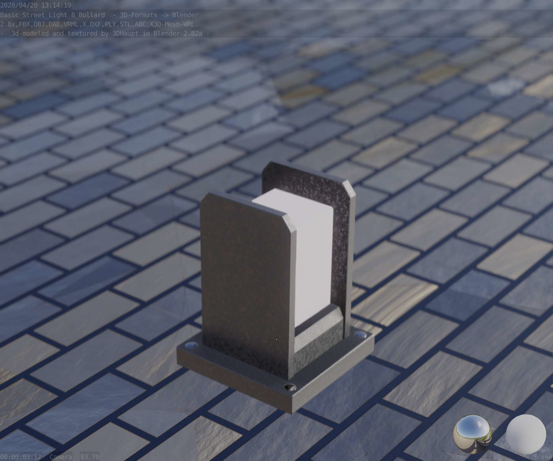 Street Light 8 Bollard 200mm Basic Version 1 Low-poly 3D model_15