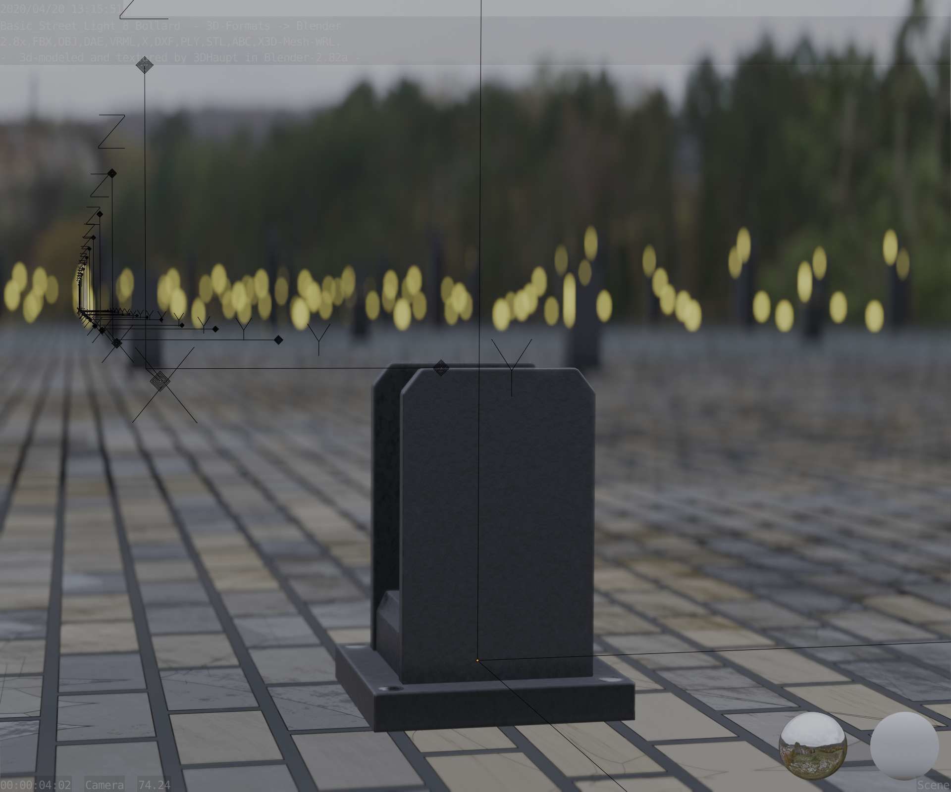 Street Light 8 Bollard 200mm Basic Version 1 Low-poly 3D model_98