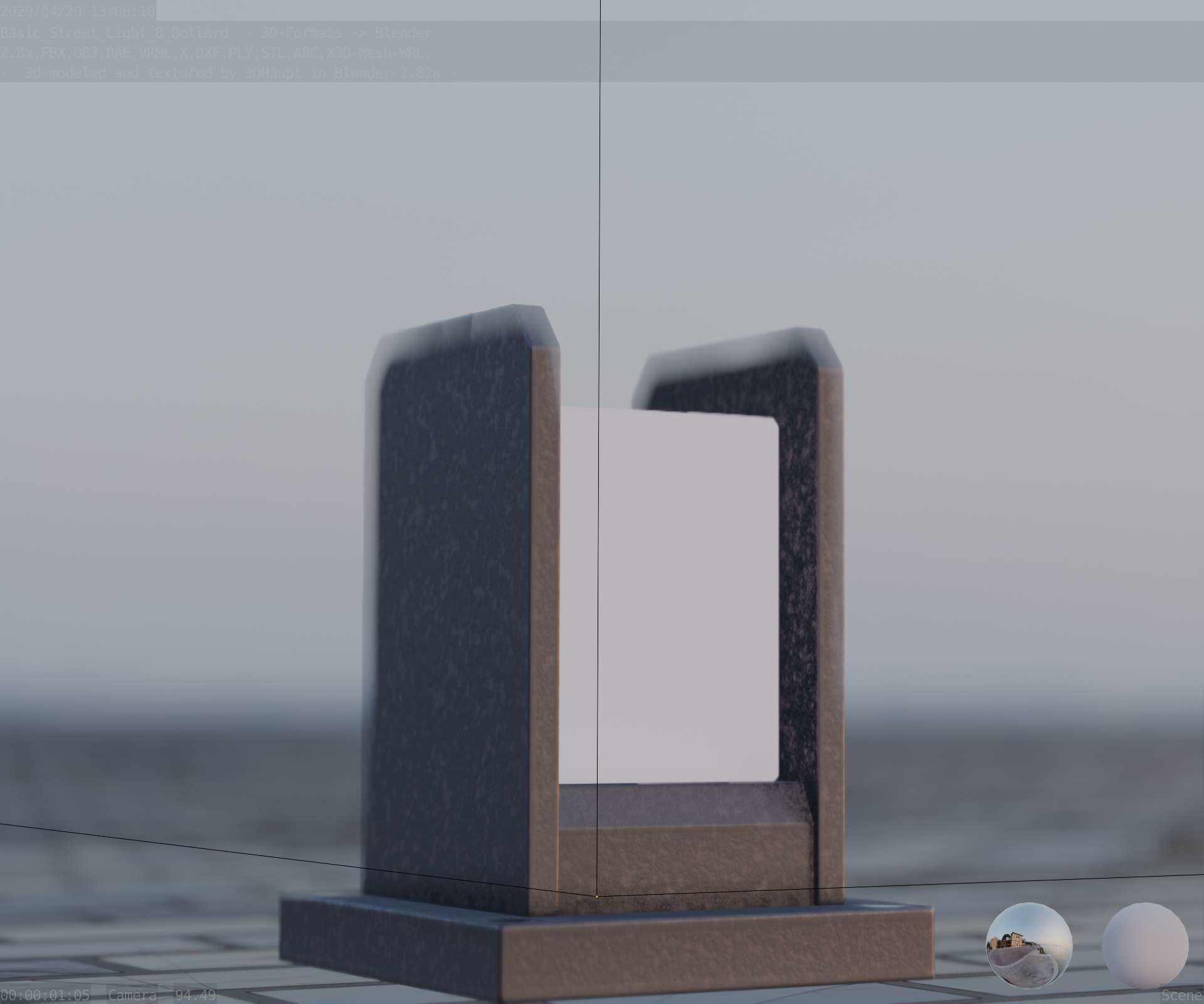 Street Light 8 Bollard 200mm Basic Version 1 Low-poly 3D model_46