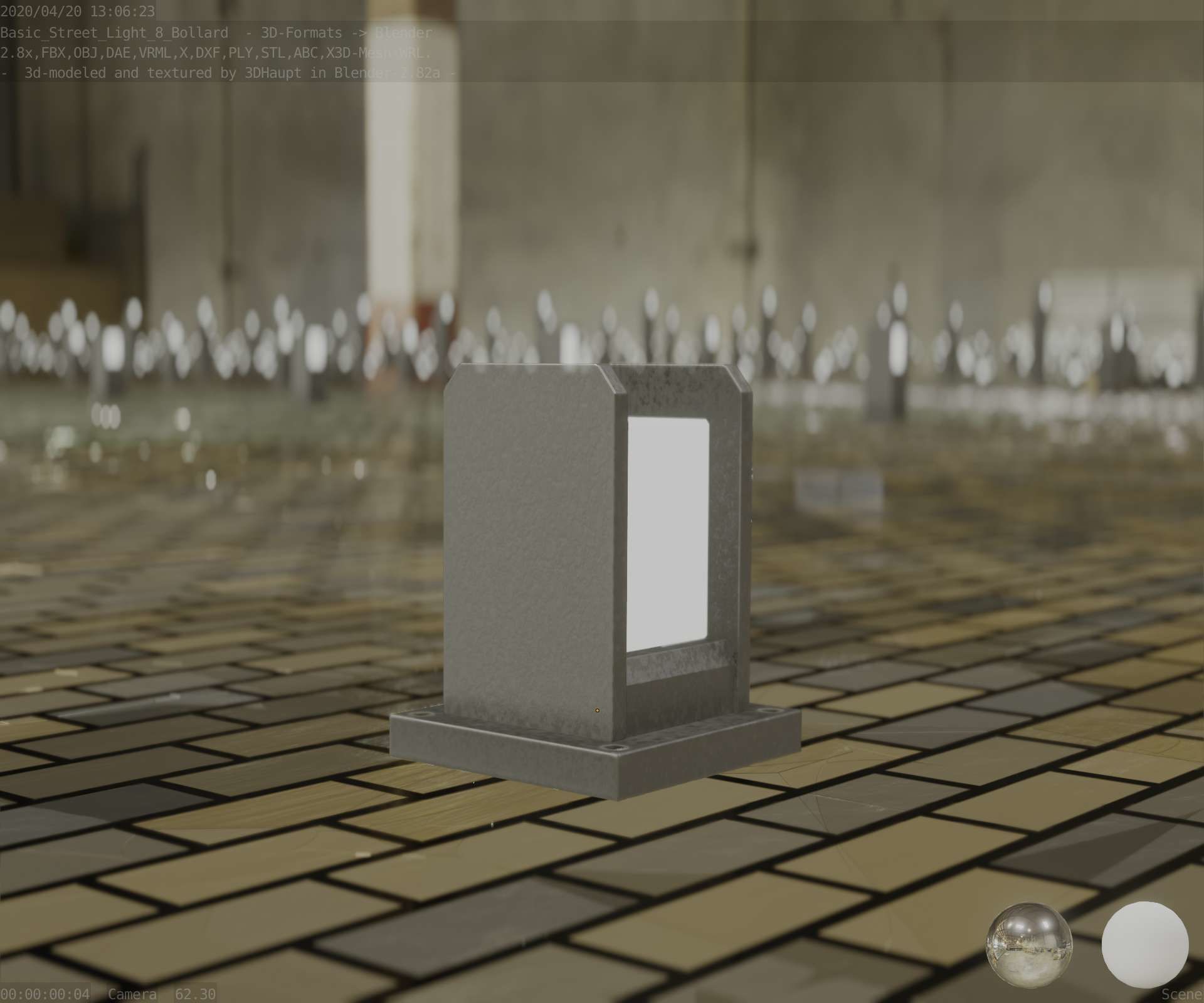 Street Light 8 Bollard 200mm Basic Version 1 Low-poly 3D model_22