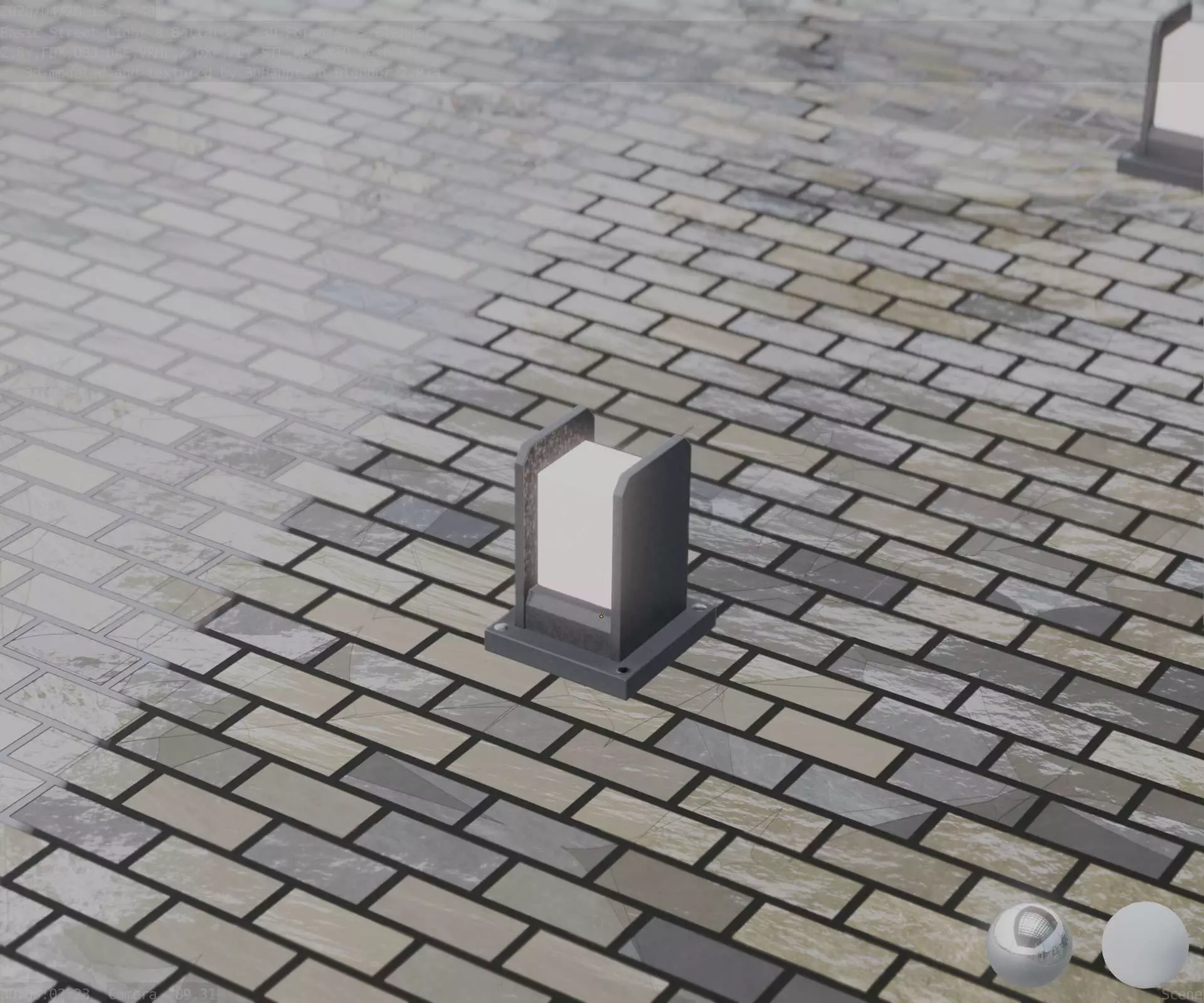 Street Light 8 Bollard 200mm Basic Version 1 Low-poly 3D model_0