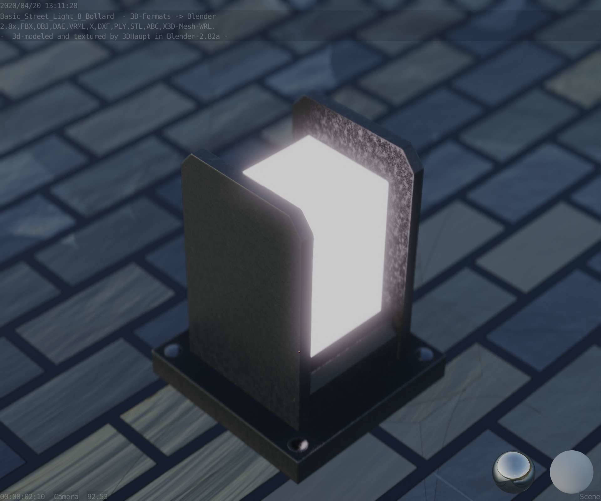 Street Light 8 Bollard 200mm Basic Version 1 Low-poly 3D model_75