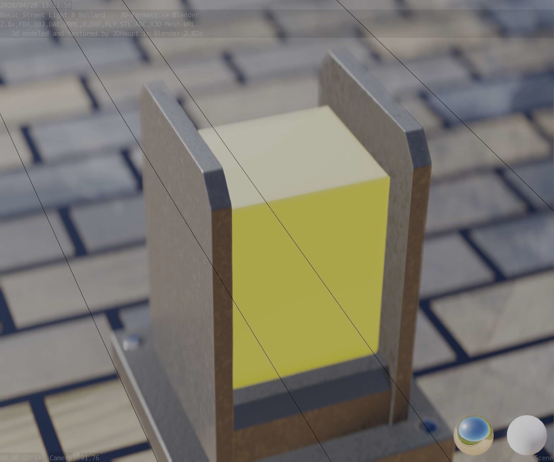 Street Light 8 Bollard 200mm Basic Version 1 Low-poly 3D model_79