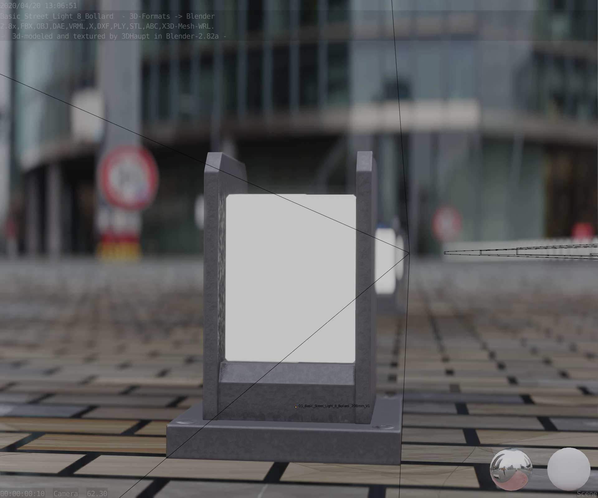 Street Light 8 Bollard 200mm Basic Version 1 Low-poly 3D model_28