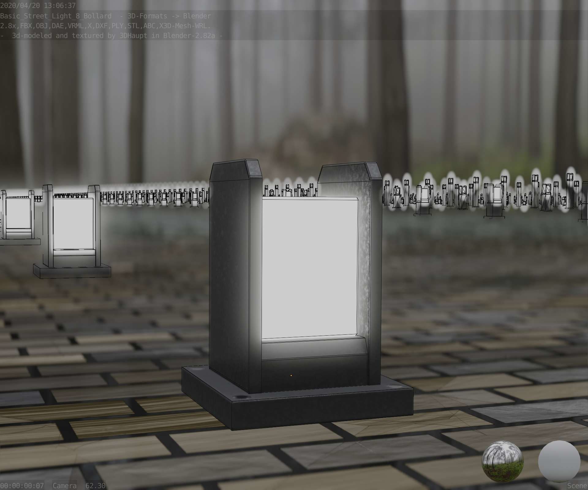 Street Light 8 Bollard 200mm Basic Version 1 Low-poly 3D model_25