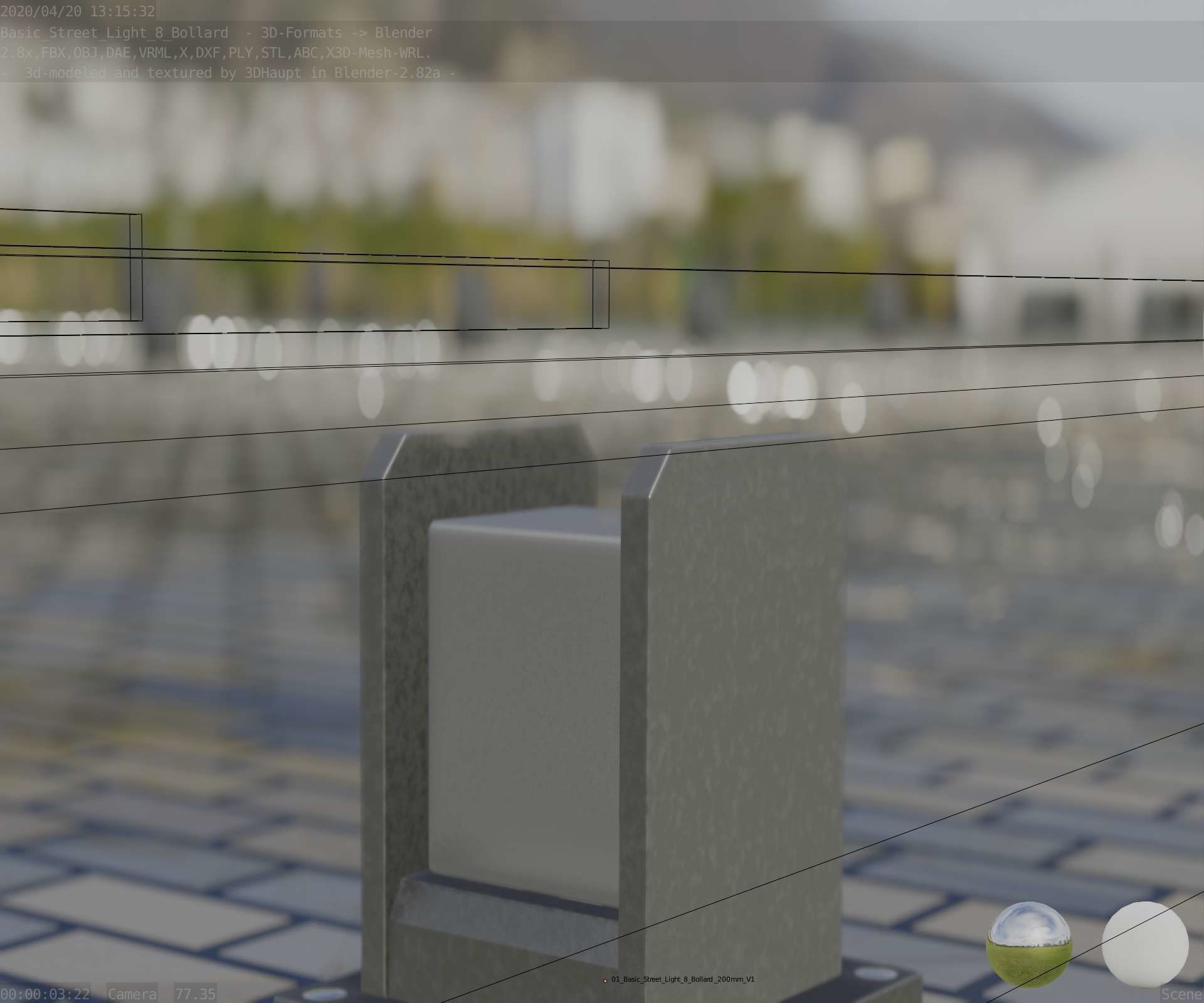 Street Light 8 Bollard 200mm Basic Version 1 Low-poly 3D model_94