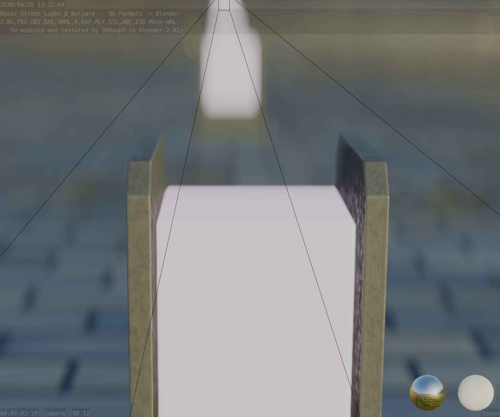 Street Light 8 Bollard 200mm Basic Version 1 Low-poly 3D model_90