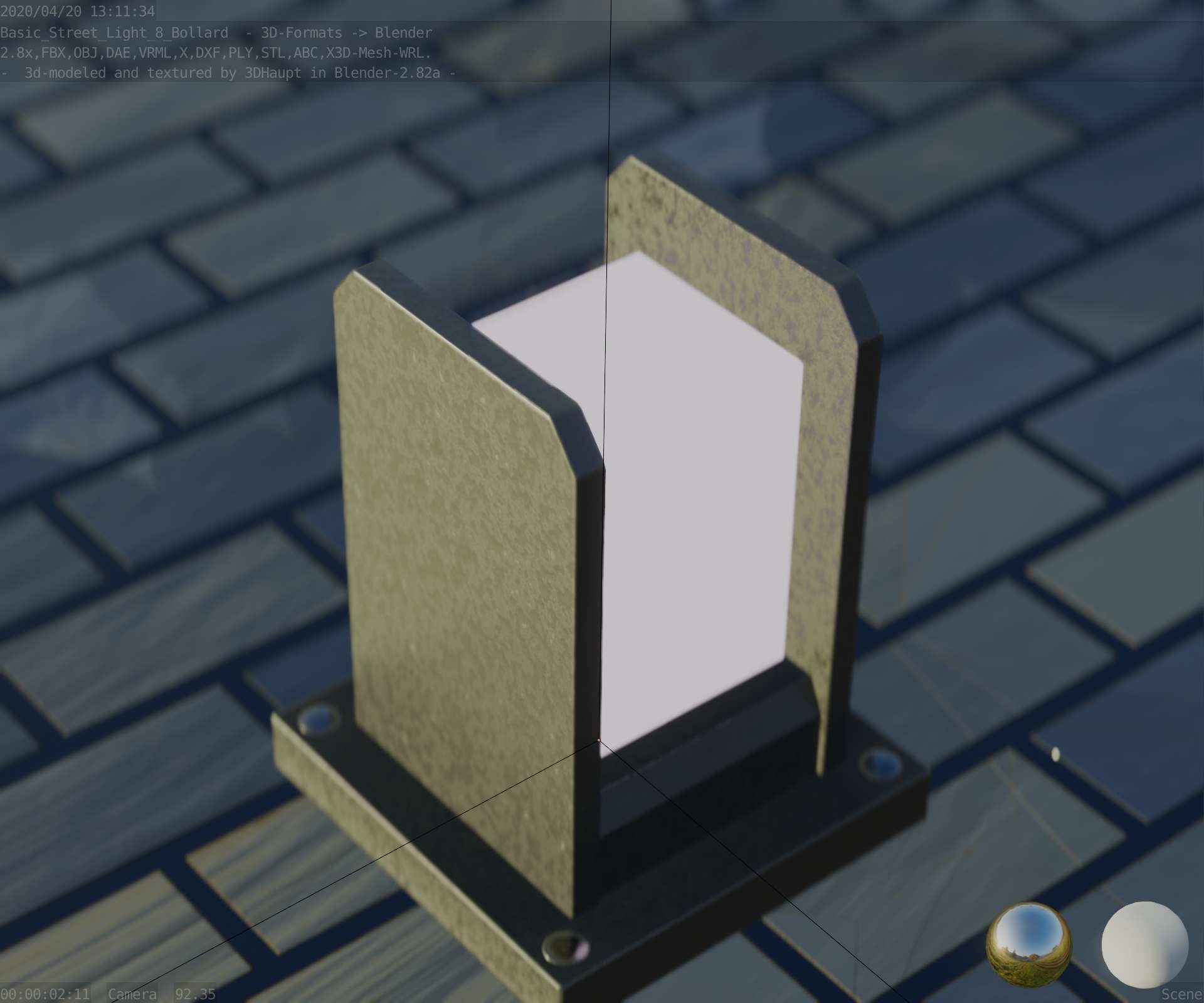 Street Light 8 Bollard 200mm Basic Version 1 Low-poly 3D model_76