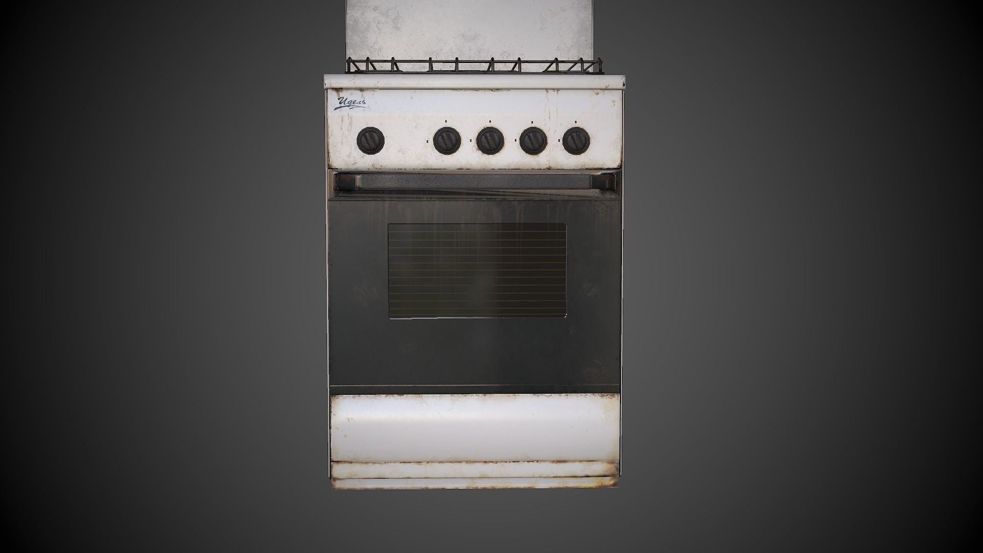 Stove with four burners and oven Low-poly 3D model_4